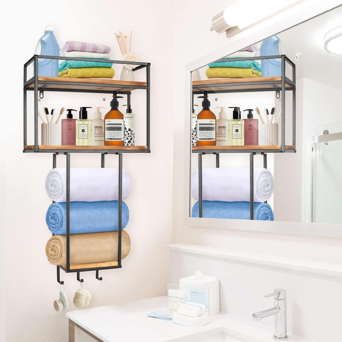 Towel Rack Wall Mounted - Space-Saving Design for Small Bathrooms - Versatile Organizer for Towels