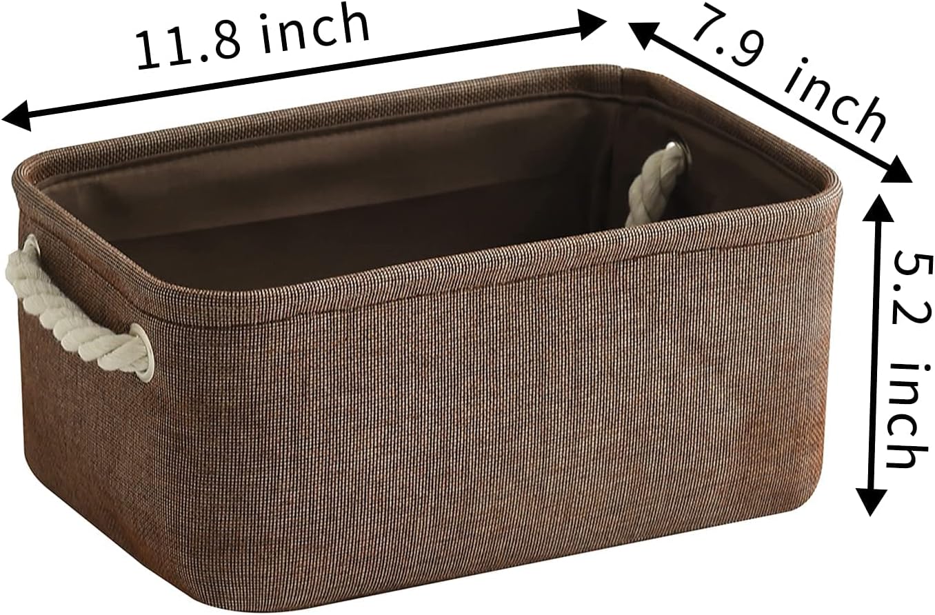 TheWarmHome Storage Basket for Organizing - 12x8x5 inch Small 6 Pack Collapsible Storage Bin for