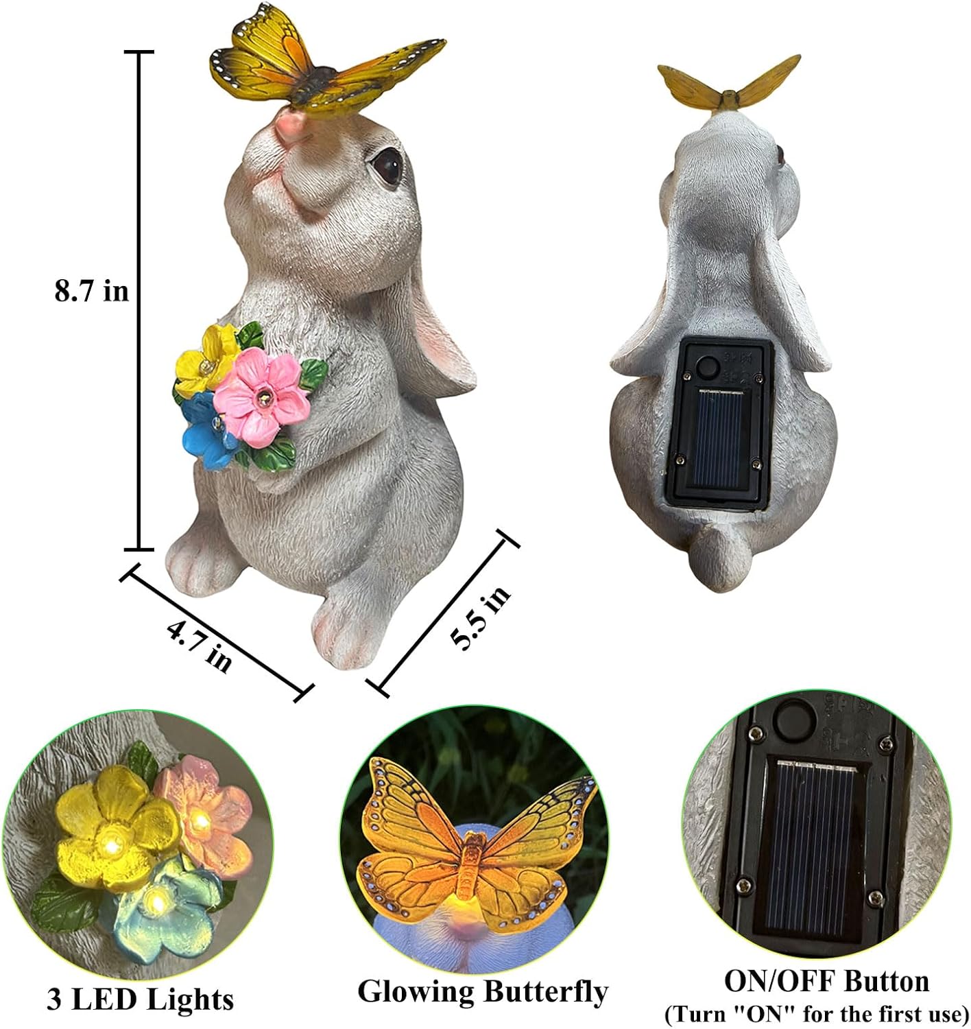 YODY Solar Garden Statues Outdoor Decor- Yard Decorations for Patio, Balcony, Backyard, Lawn