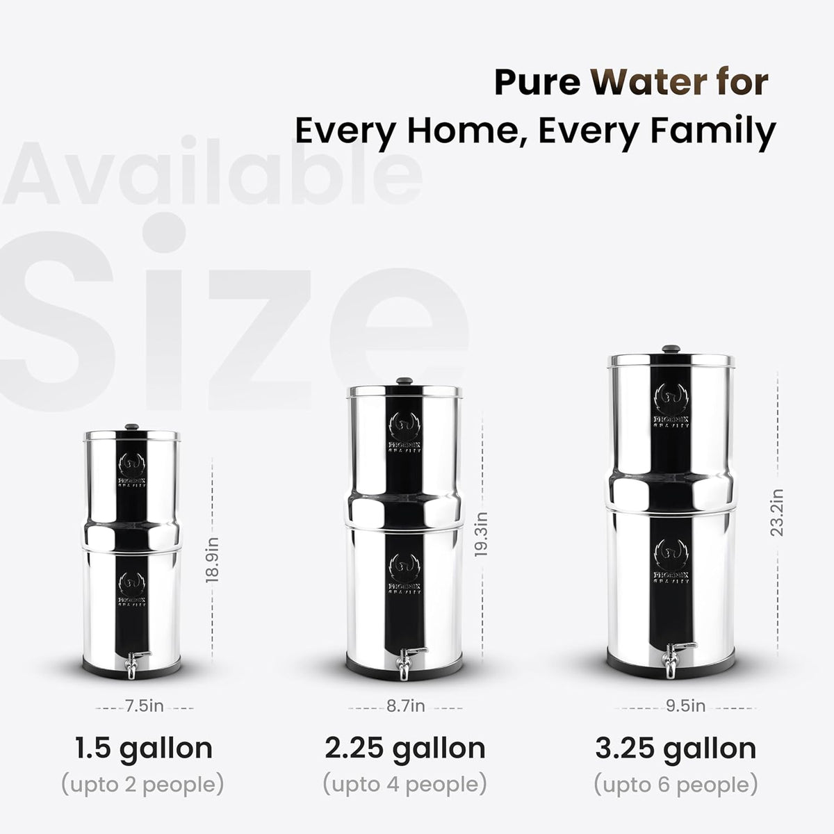 Gravity Water Filter System - 3.25 Gallons - NSF Certified - AISI 304 Stainless Steel Countertop