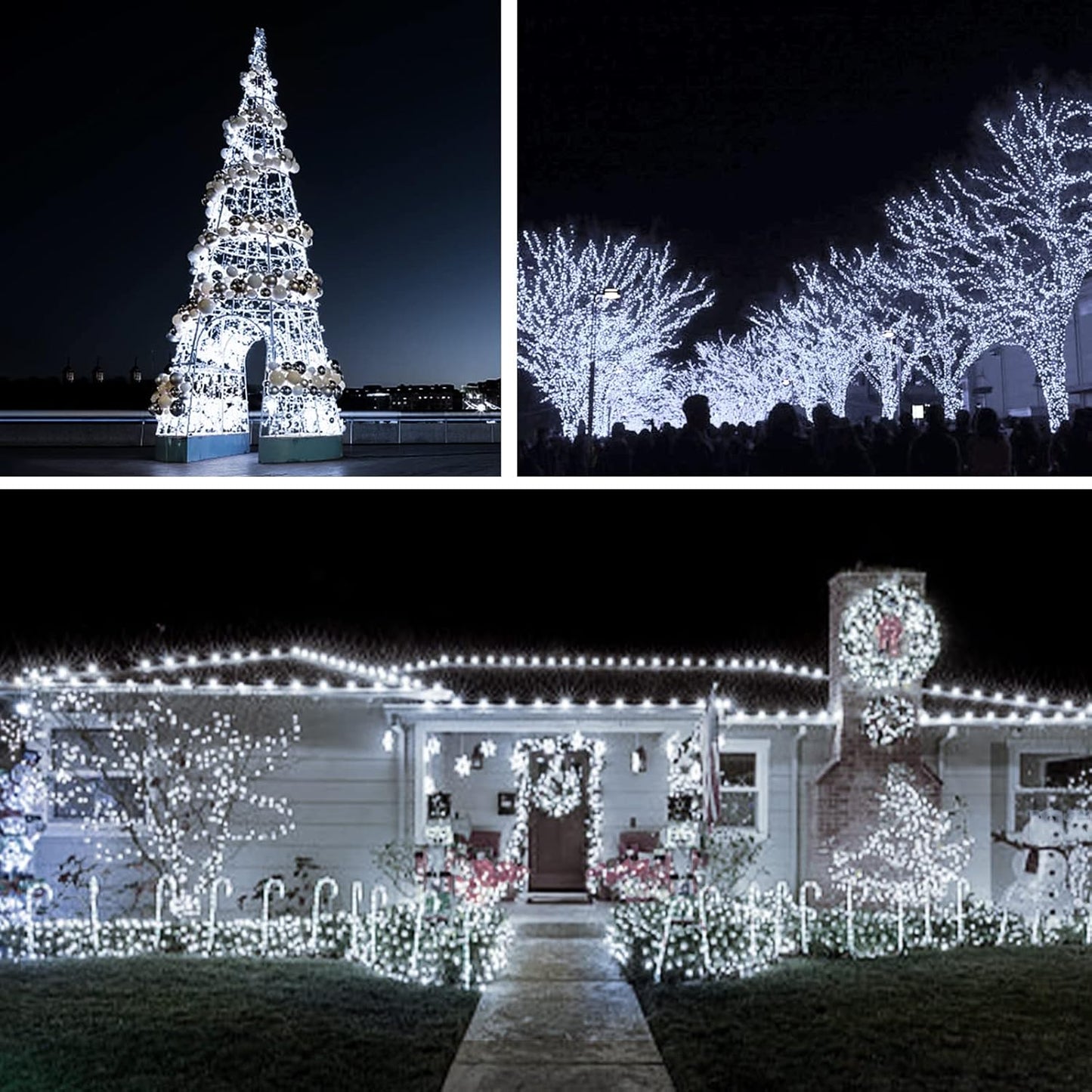 suddus 33ft 100 LED Outdoor String Lights, White Fairy Lights Battery Operated with Remote, Led