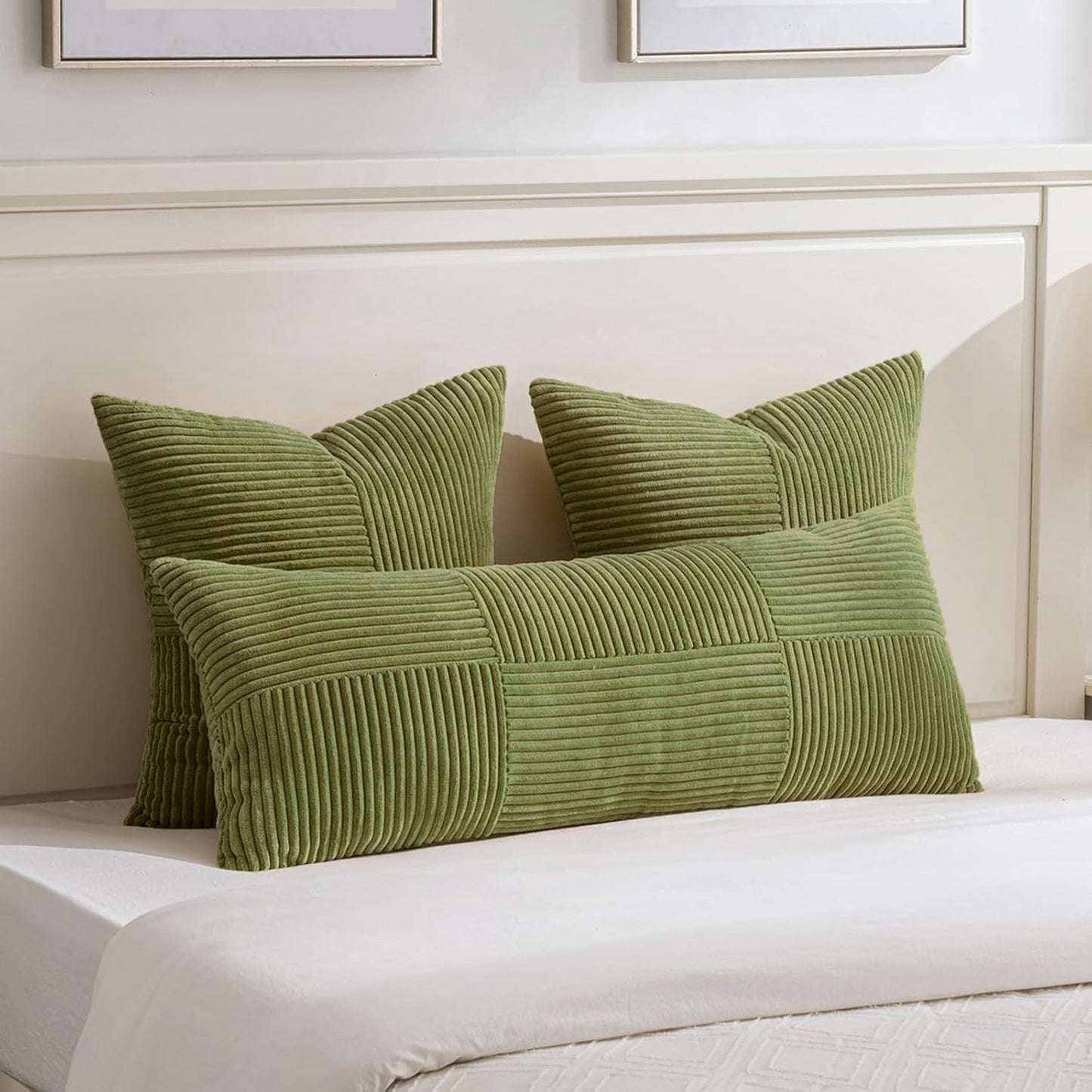 Fancy Homi 2 Packs Moss Green Decorative Throw Pillow Covers 22x22 Inch for Living Room Couch Bed