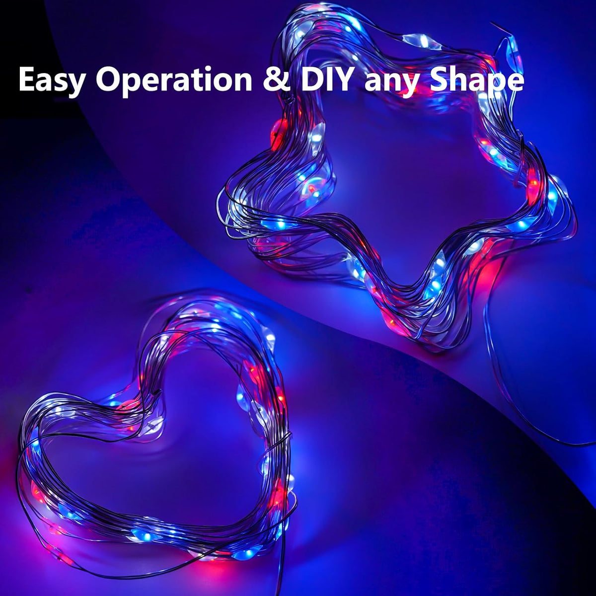 4th of July Decorations, 4-Pack Red White and Blue Fairy Lights Battery Operated with Timer