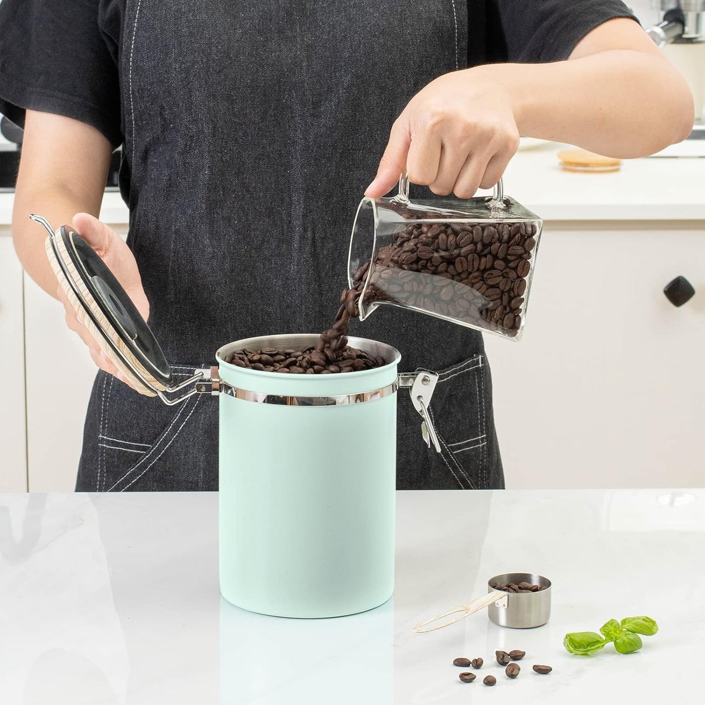 TEDSWAIT Coffee Canisters Airtight Coffee Bean Storage Container Kitchen Stainless Steel Food