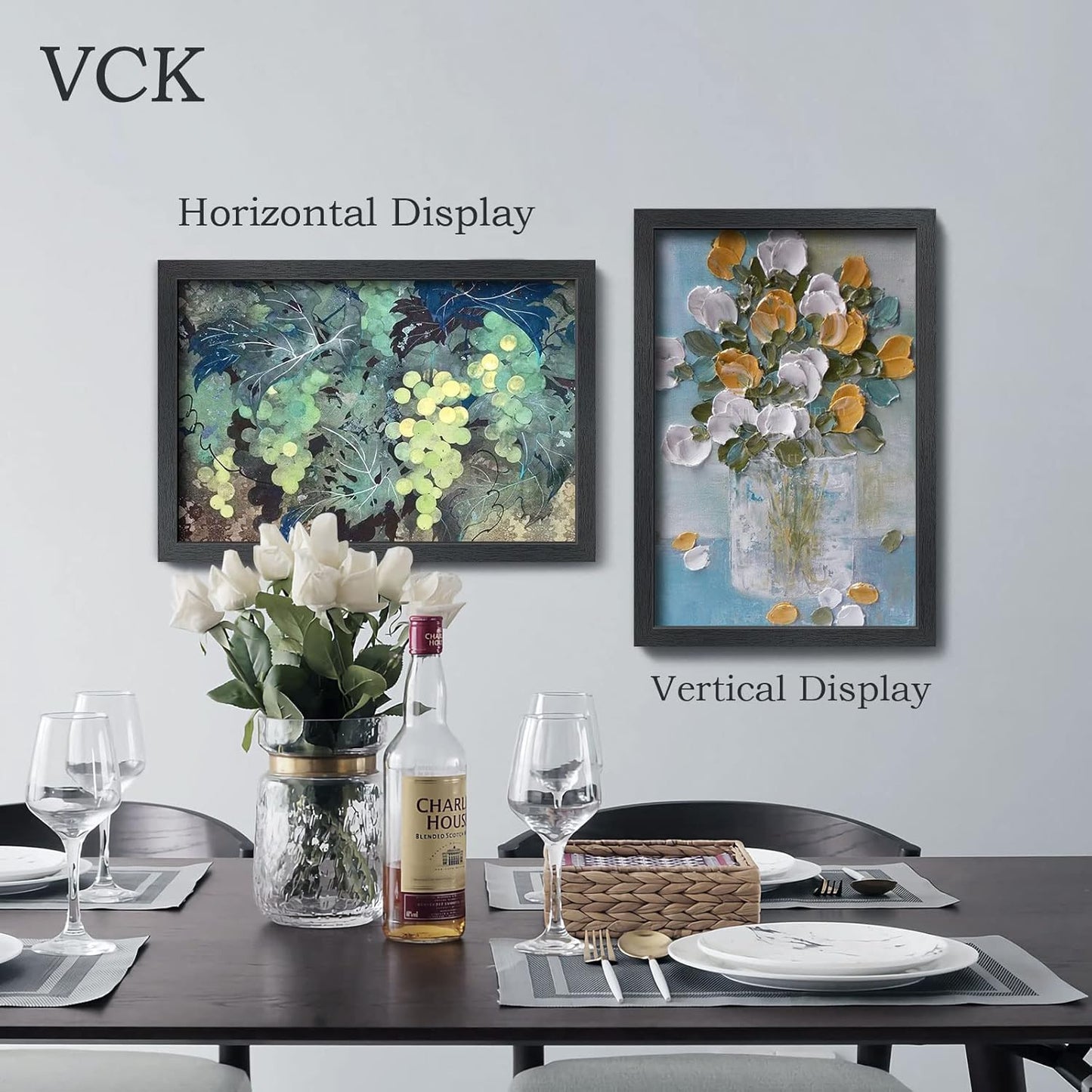VCK 16x24 Poster Frames Set of 3, Black Solid Wood Picture Frame, Textured Exclusive Wall Gallery