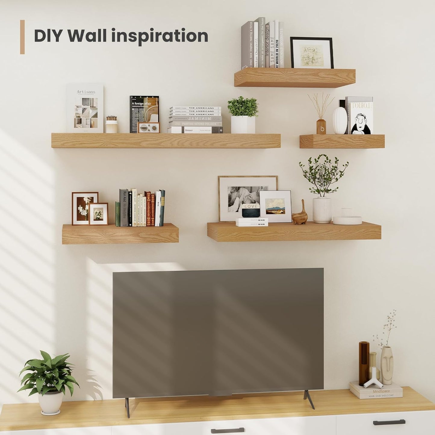 Heimlove 12 Inch Deep Floating Shelves, 16 x 12 inches Long Wall Shelf, Large Extra Display Shelf &