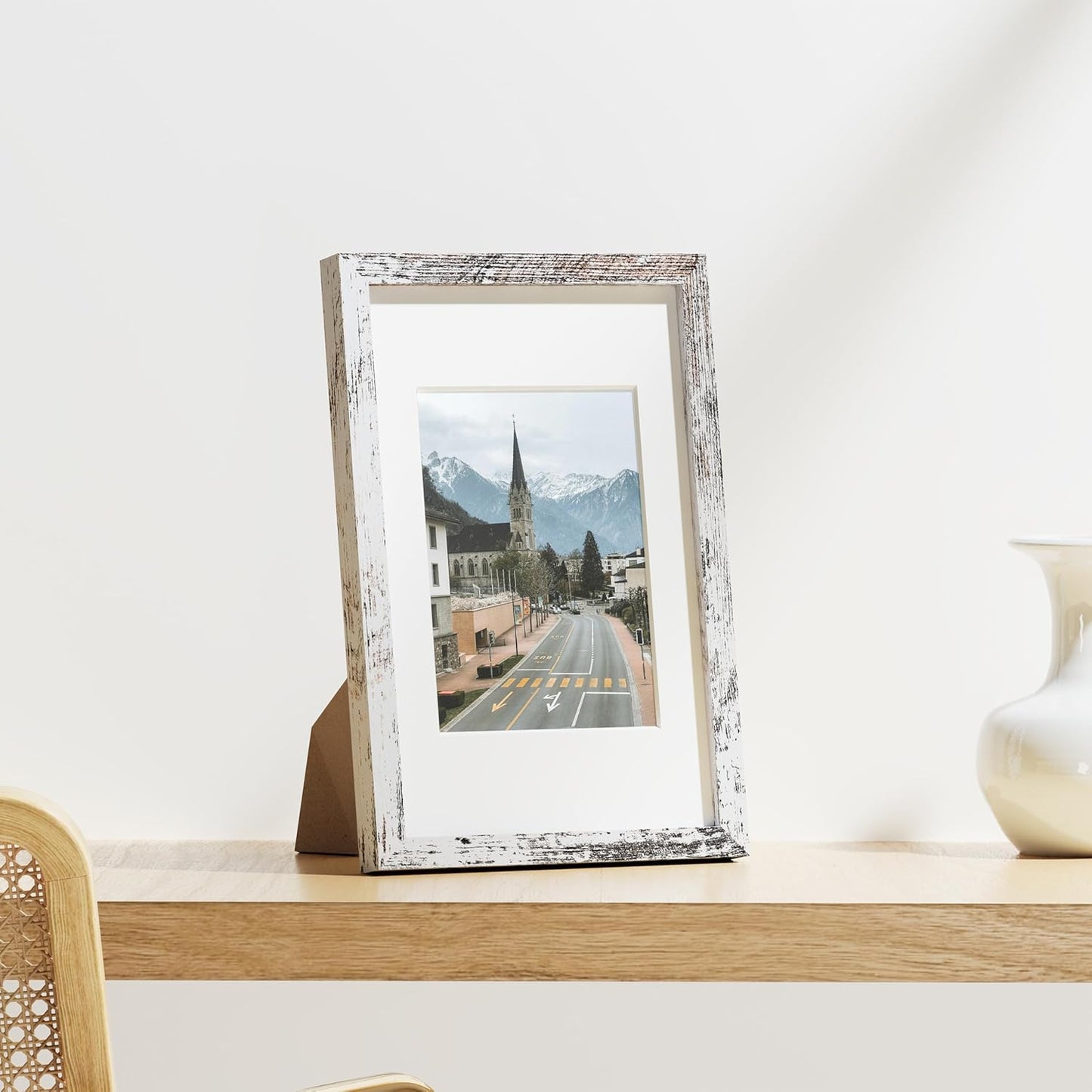 Vittanly 8x12 Picture Frames Set of 9, Shatter Resistant Plexiglass, Display 6x8 Pictures with Mat