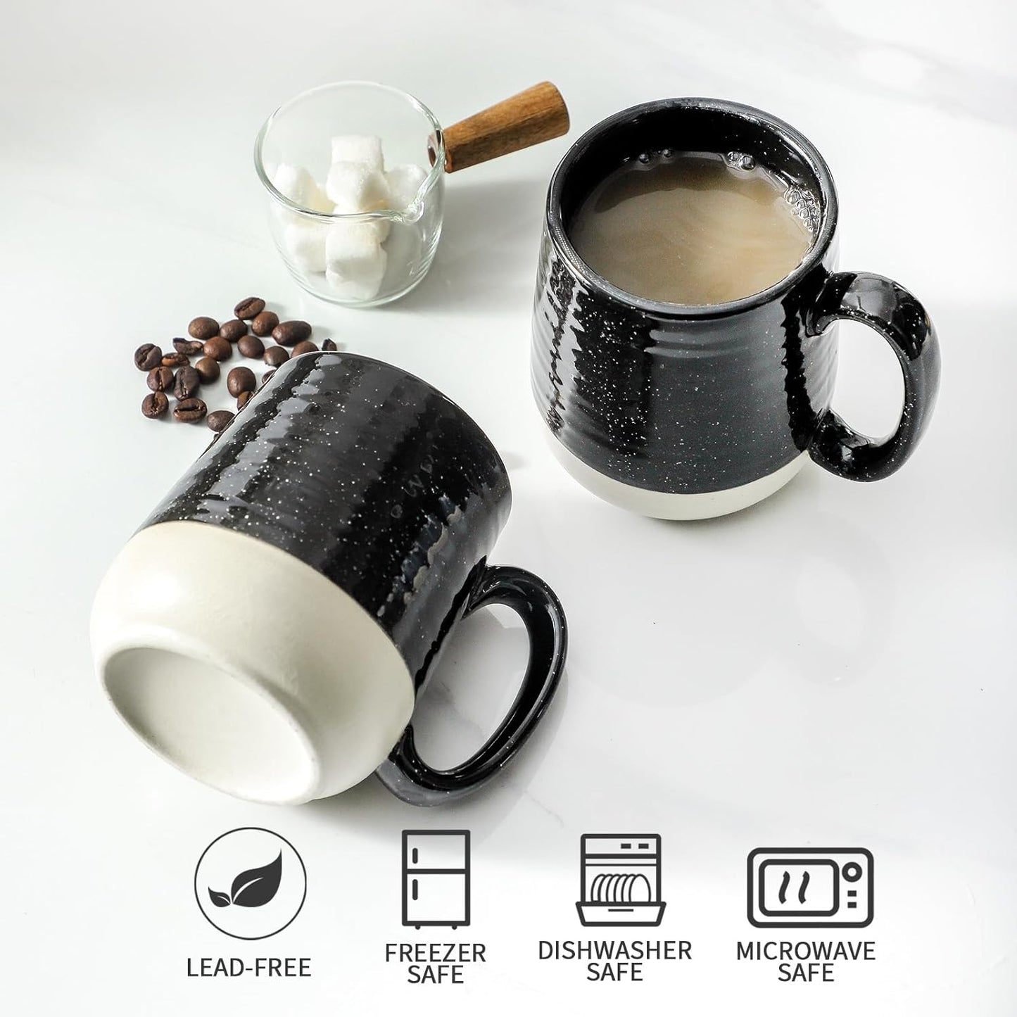 Hasense Coffee Mugs Ceramic, 15 oz Large Coffee Cups with Handle for Home and Office, Latte Mugs