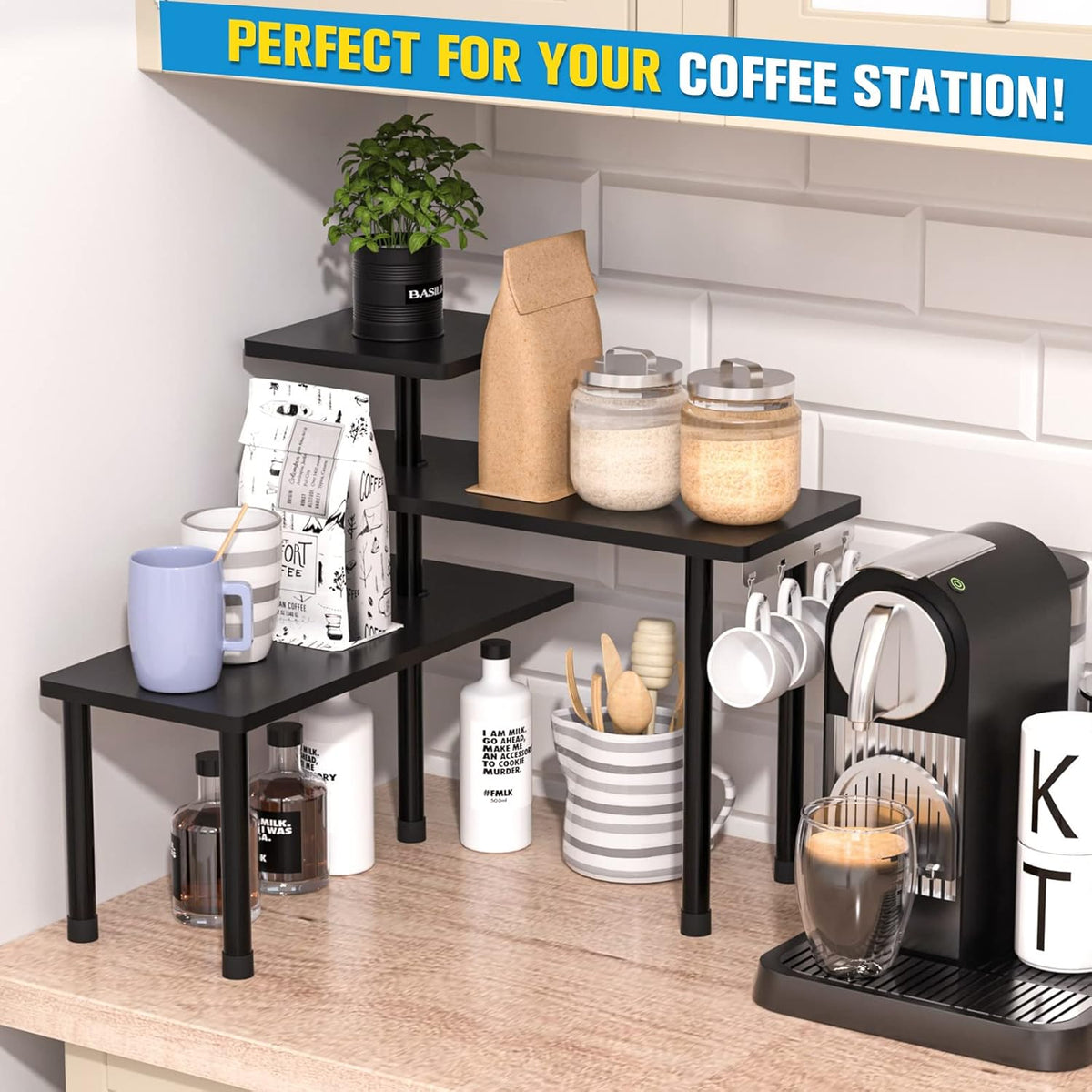 JayRex Countertop Corner Shelf, 3 Tier Shelf Moveable Organizer for Bathroom Counter, Make Up