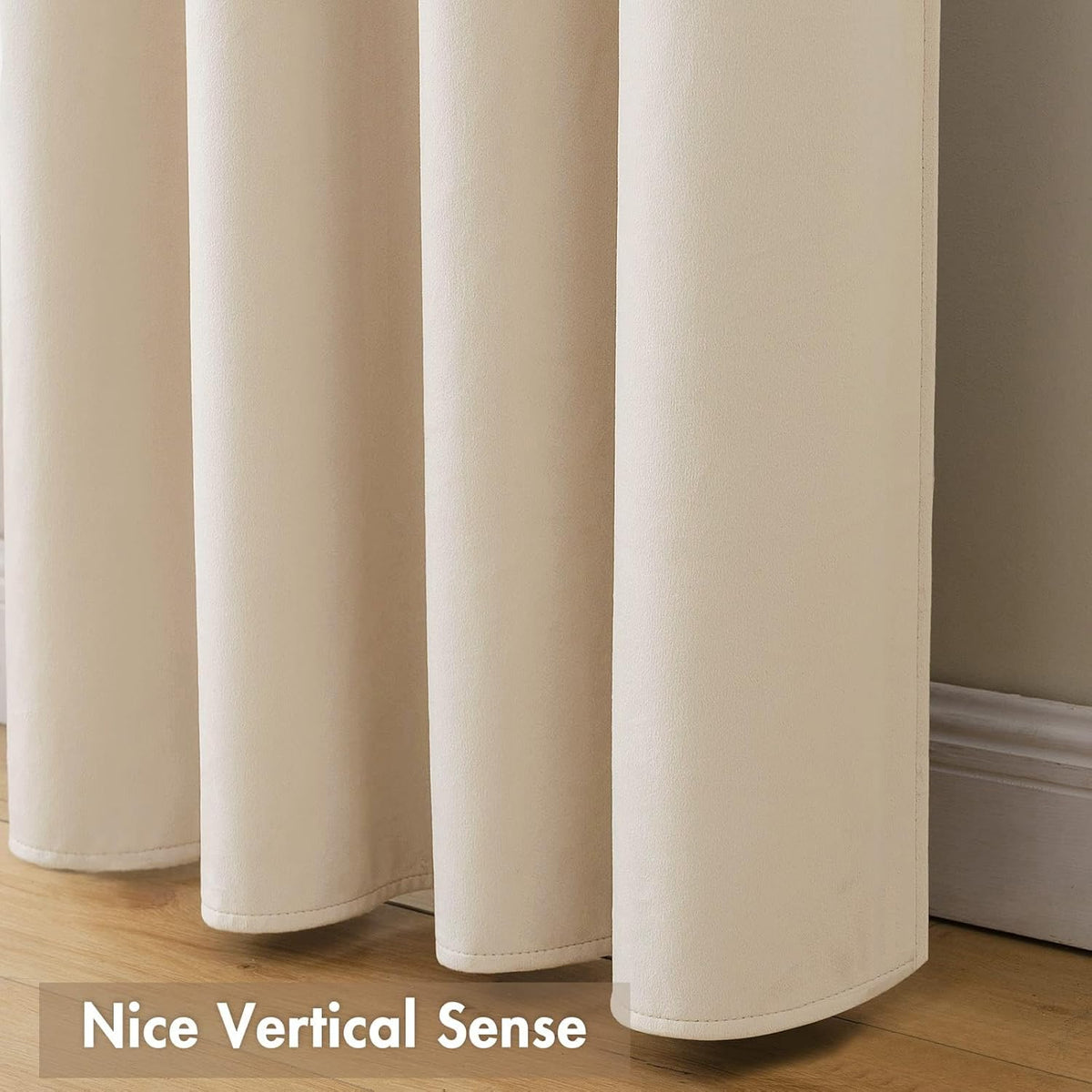 MIULEE Beige Velvet Curtains Thermal Insulated Blackout Curtain Drapes for Bedroom Living Room