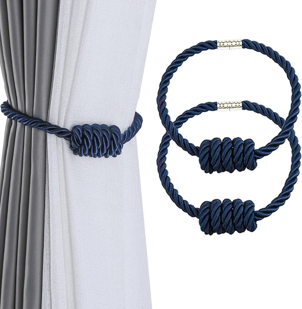 Fenghuangwu 2Pack Magnetic Curtain Tiebacks – Bohemian Style Handmade Woven Tie-Backs for