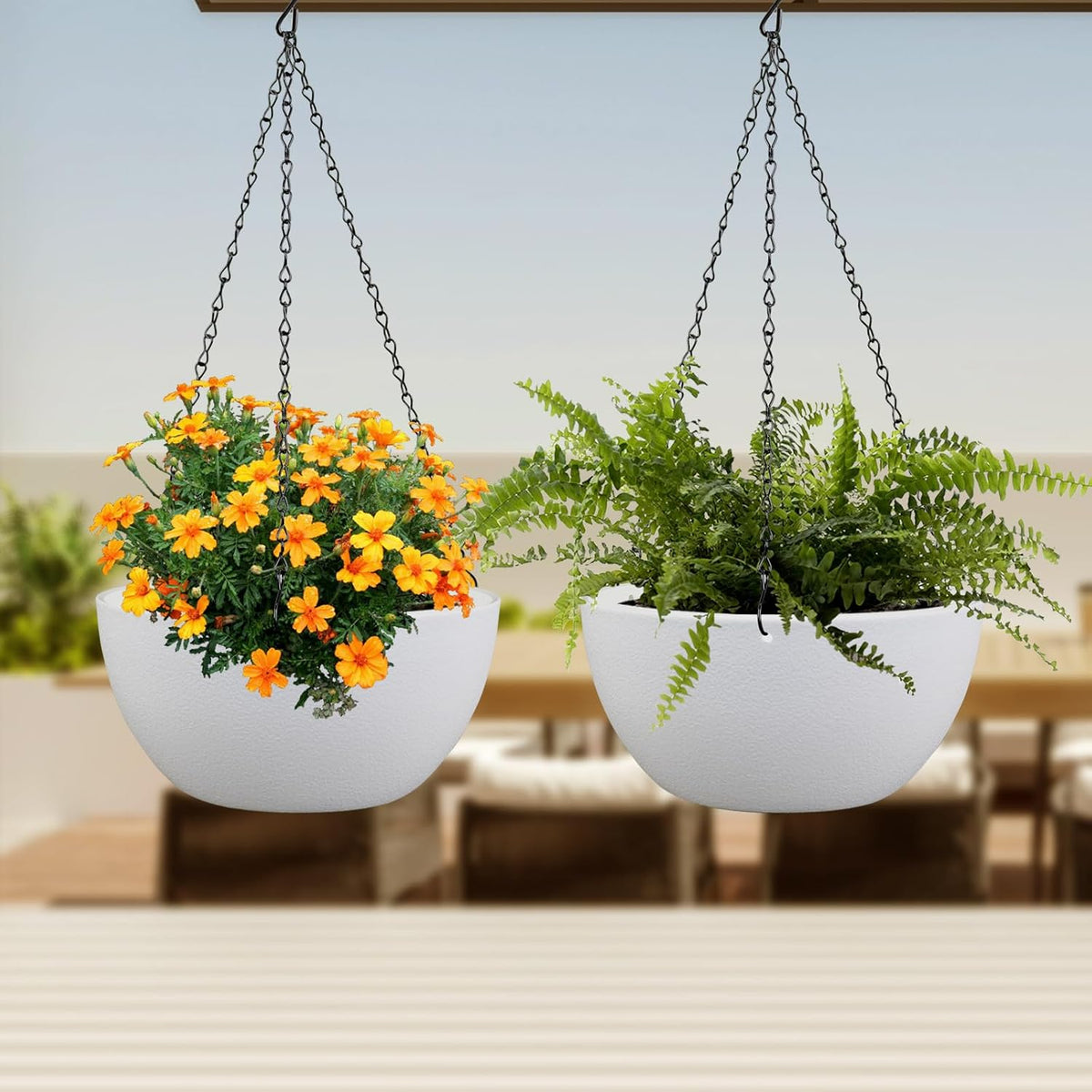 8 inch Small Hanging Planters for Indoor Outdoor Plants, 2 Pack Hanging Flower Pots with Drainage