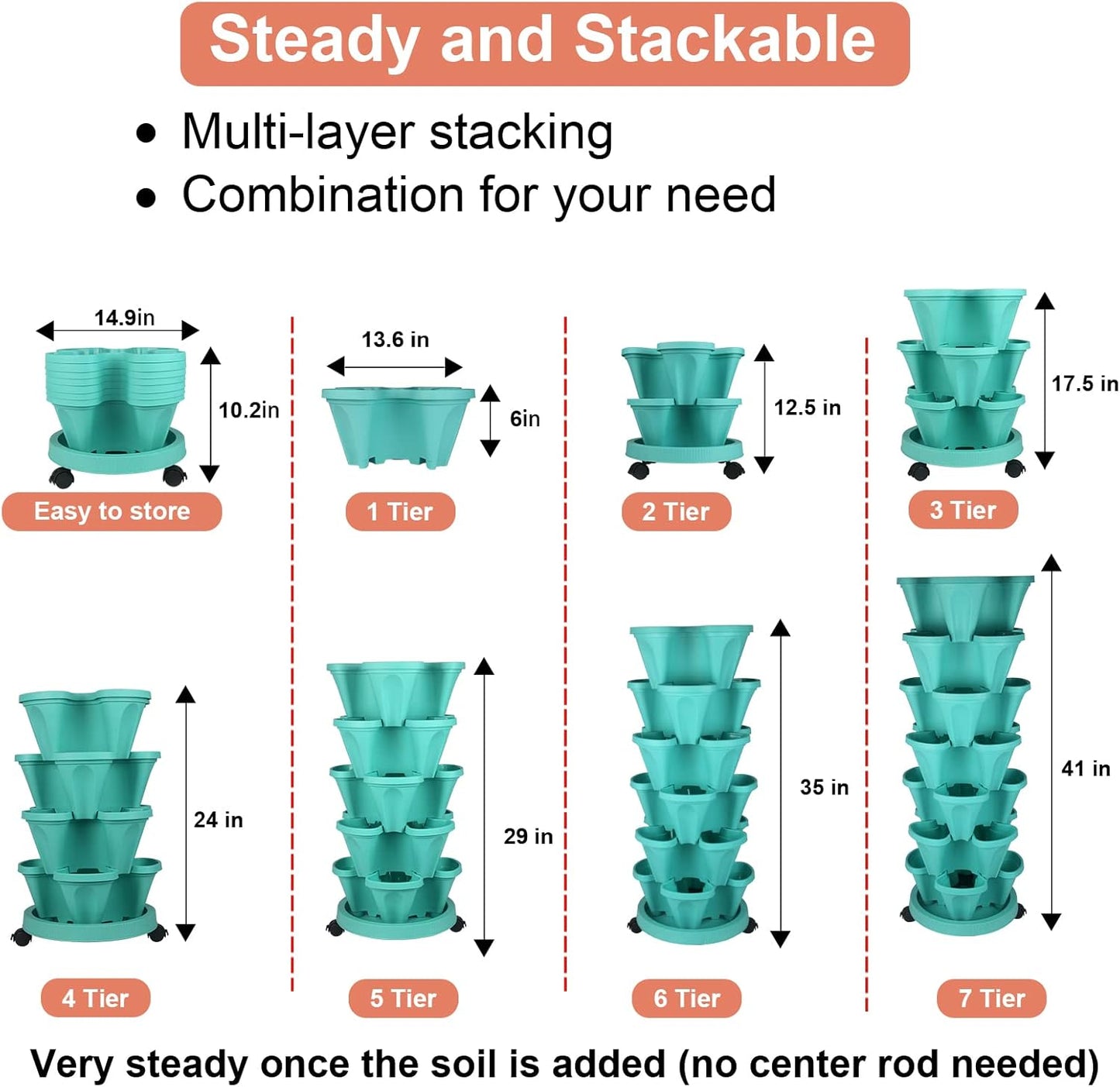 Vertical Planter 7 Tier Stackable Planters Garden Planters Strawberry Herb Flower and Vegetable