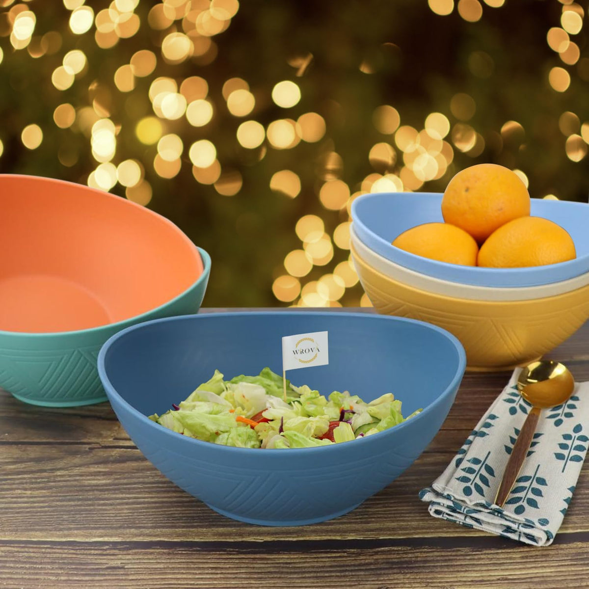 65oz Big Salad Bowls - Large Wheat Straw Bowls set of 6 - Unbreakable Serving Bowls - Microwave &