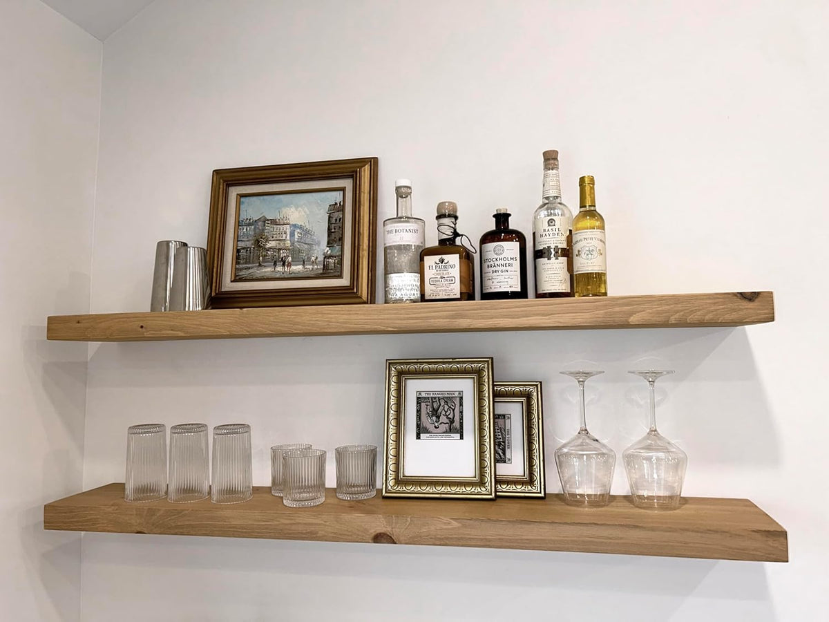 joelsantiques 54 Inch Wooden Floating Shelves for Wall - 54x8x2 in - Made of Natural Wood - Long