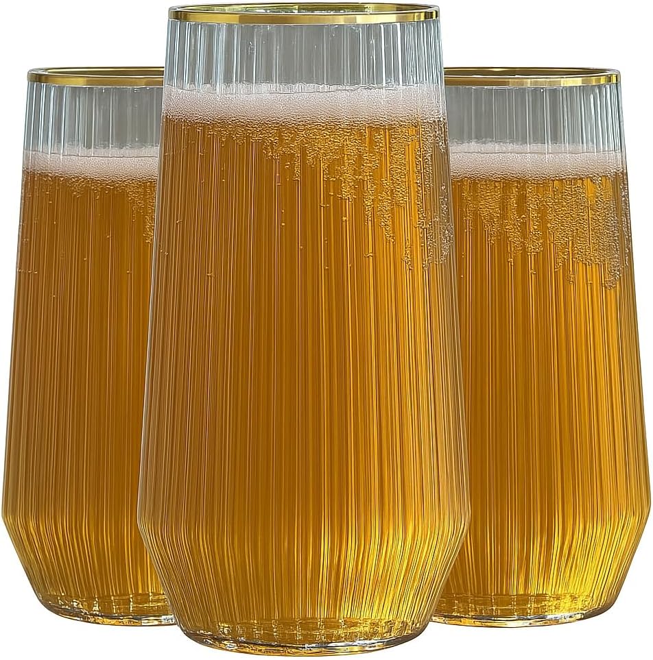 48 Pack Ribbed Ripple Stemless Toasting Glasses, Origami Durable 9 Oz BPA-Free Disposable Plastic