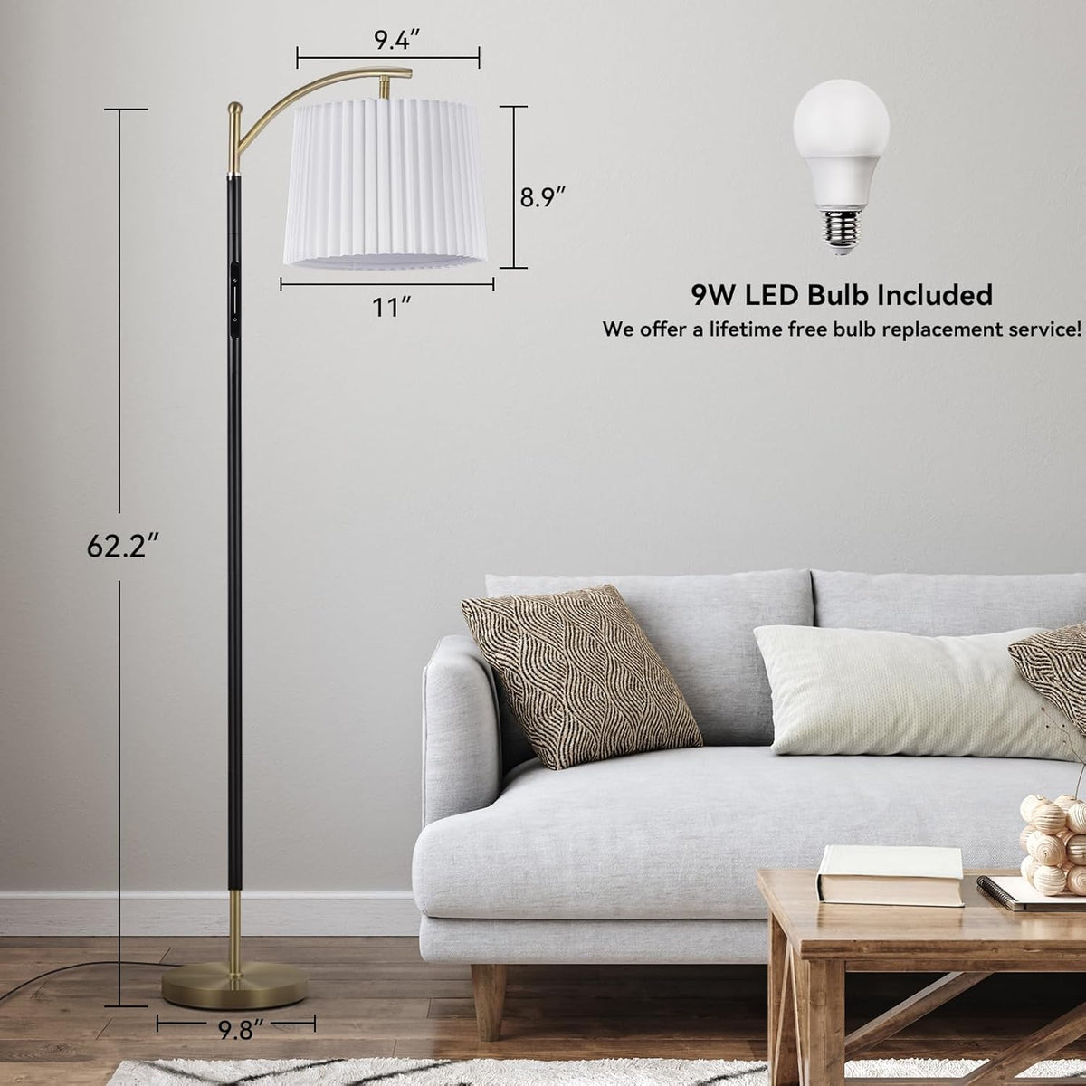 Floor Lamp, LED Floor Lamp with APP & Remote & Touch Control, Stepless Color Temperatures and