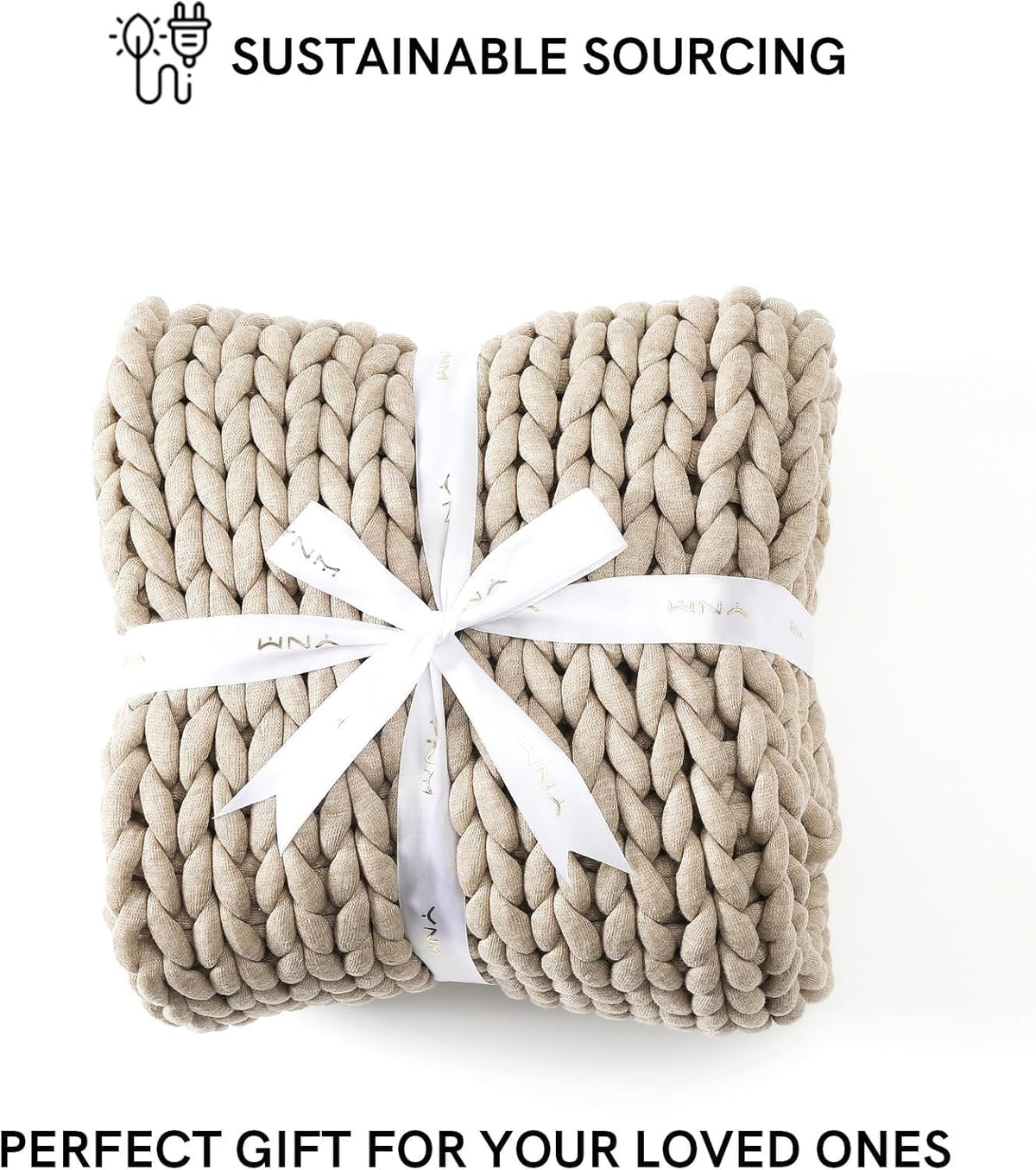 YnM Chunky Throw Blanket, Medium-Weight, Hand Knitted, Skin Friendly, Ventilated and Breathable