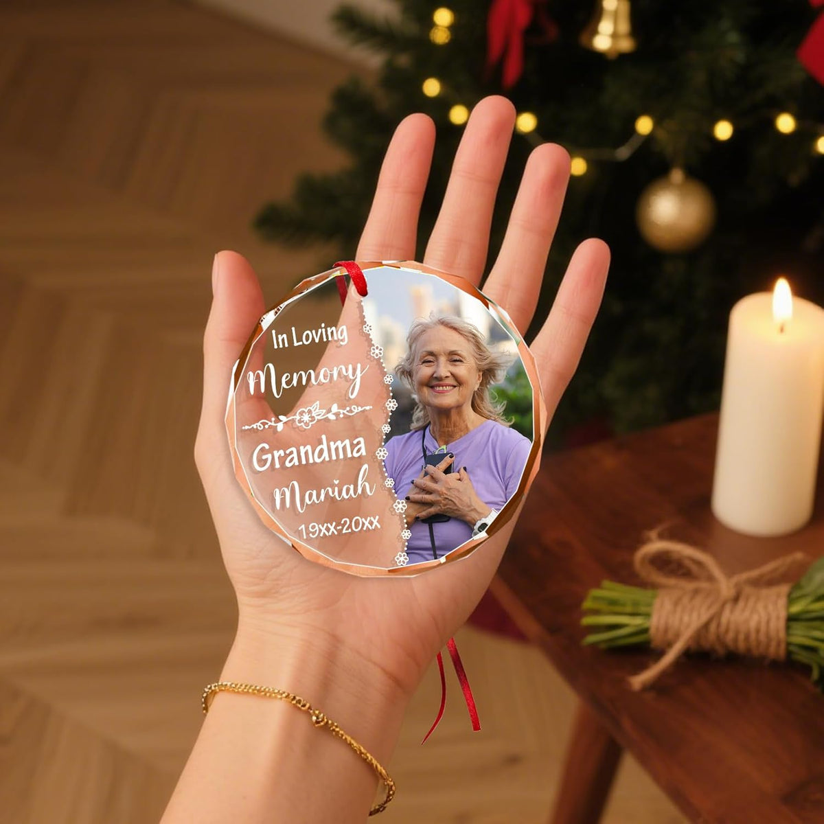 Personalized Christmas Ornament with Photo - Custom in Loving Memory Picture Ornaments, Customized