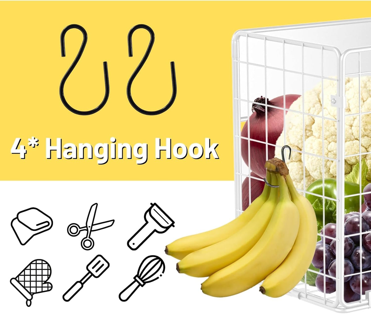 Magnetic Shelf for Fridge, Fruit Potato & Onion Storage Bins, Pantry Organizers & Storage, Large