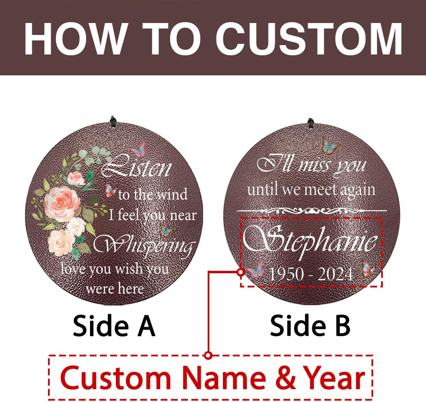 ASTARIN 36" Large Deep Tone Personalized Sympathy Wind Chimes, Memorial Wind Chime for Loss of