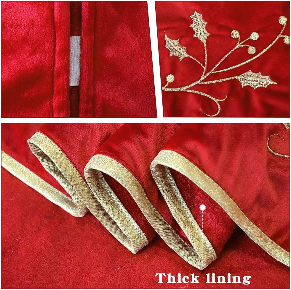 36 Inches Christmas Tree Skirt, Classical Velvet Fur Plush Red Tree Skirt, Xmas Tree Skirts for
