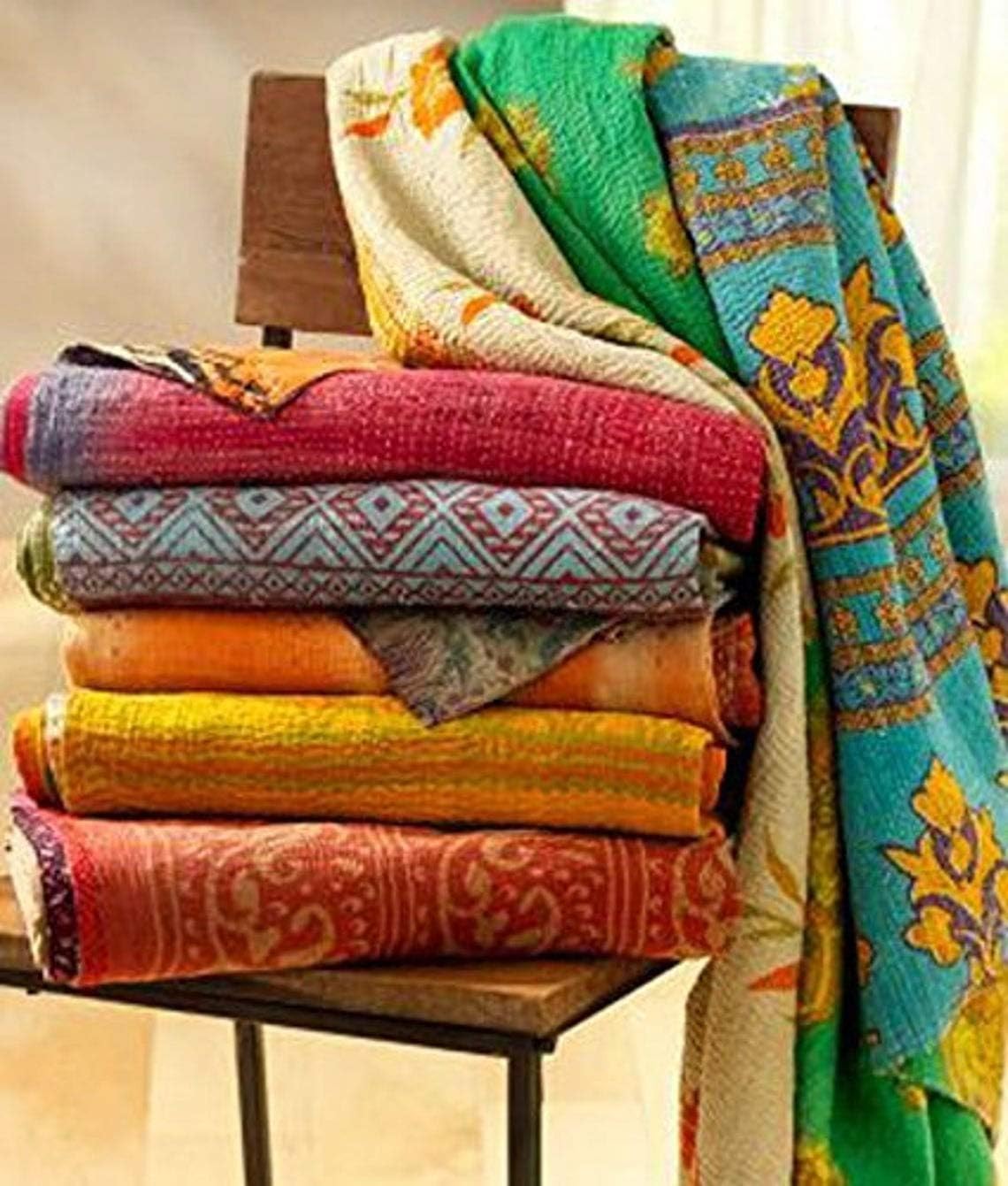 Wholesale Mix lot Tribal Kantha Quilts Reversible Vintage Cotton Bedspread Sari Throw Old Assorted
