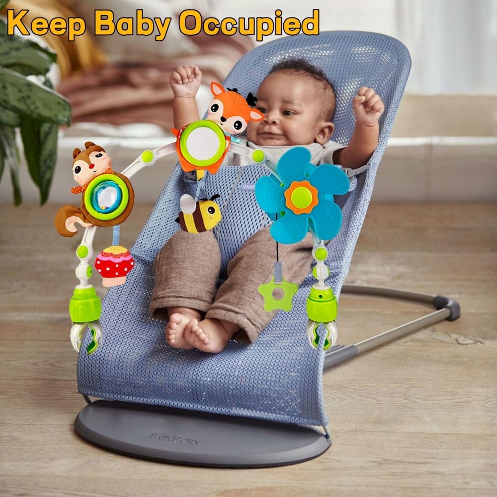 Baby Stroller Arch Mobile, Adjustable Musical Cirb Mobile Toys with Universal Clamps, Versatile