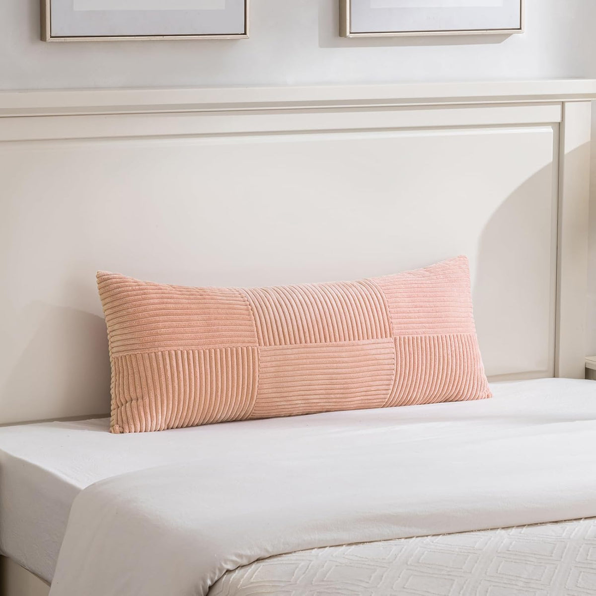 Fancy Homi Set of 2 Peach Boho Long Lumbar Body Decorative Throw Pillow Cover 14x36 Inch for Bed