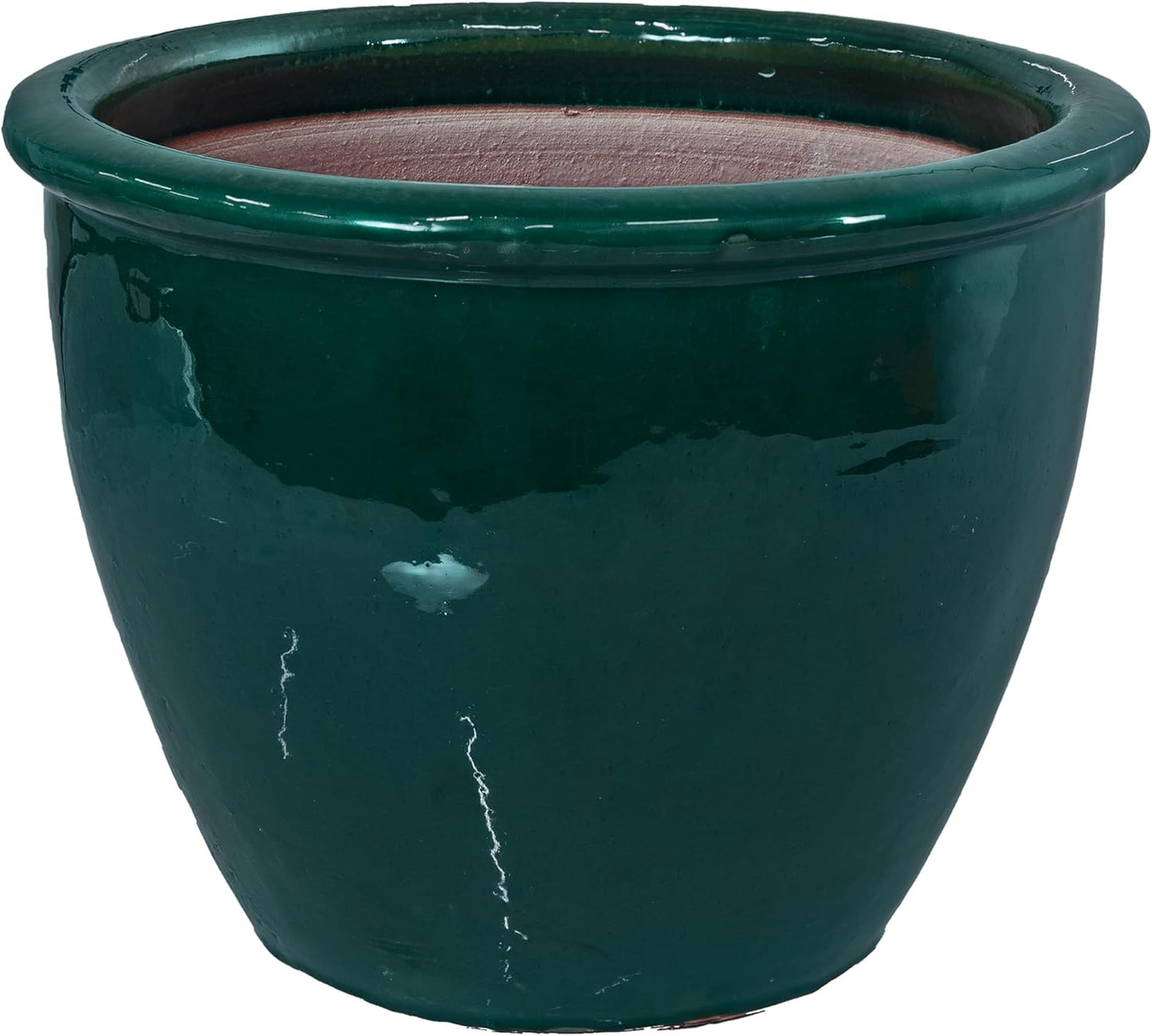 Sunnydaze Chalet Large Ceramic Plant Pot - Round Outdoor Glazed Ceramic Planter Pot with Drainage
