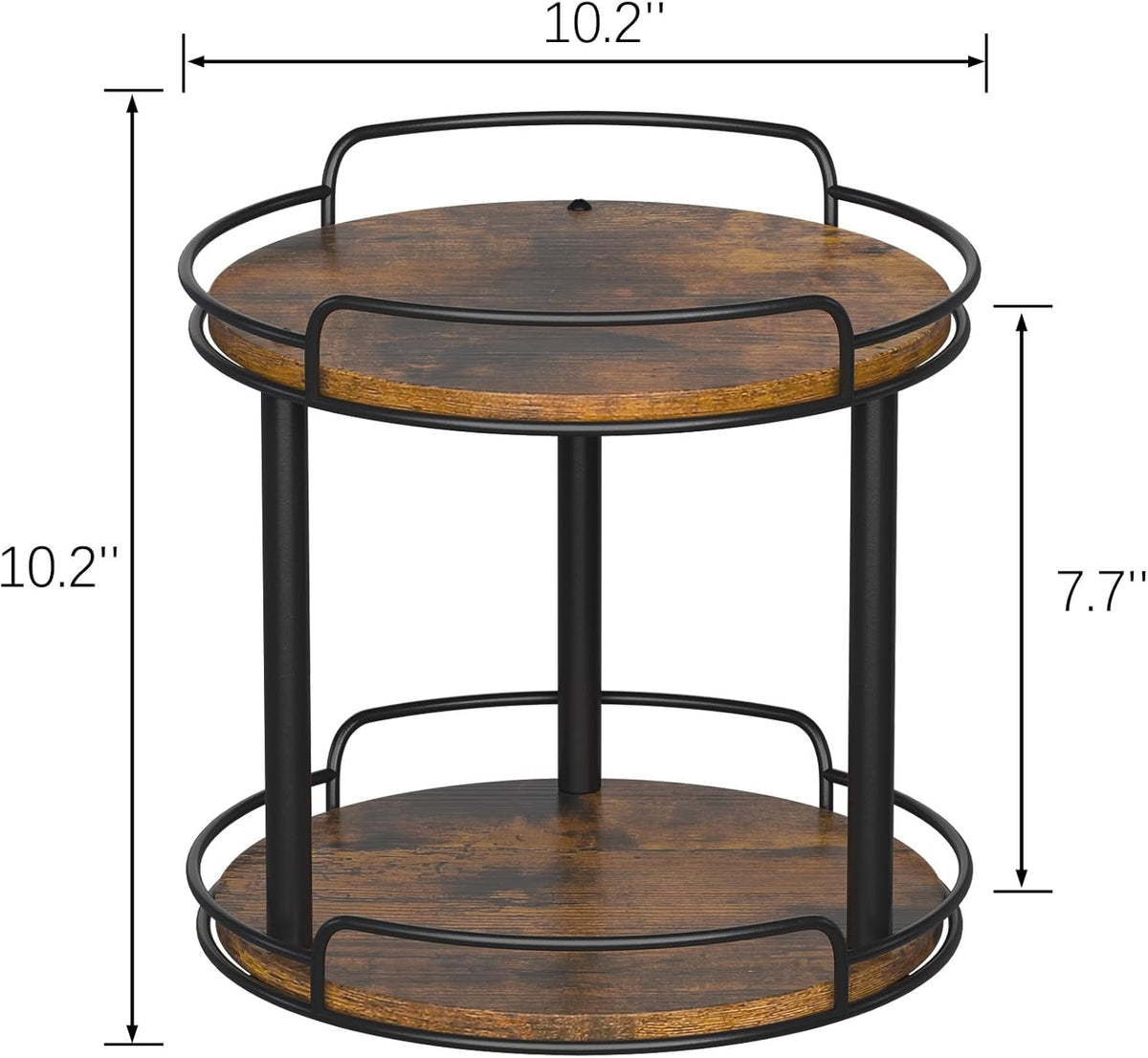 LAMU 10.2'' Wood Lazy Susan Turntable Organizer for Cabinet, 2 Tier Lazy Susan Spice Rack Organizer