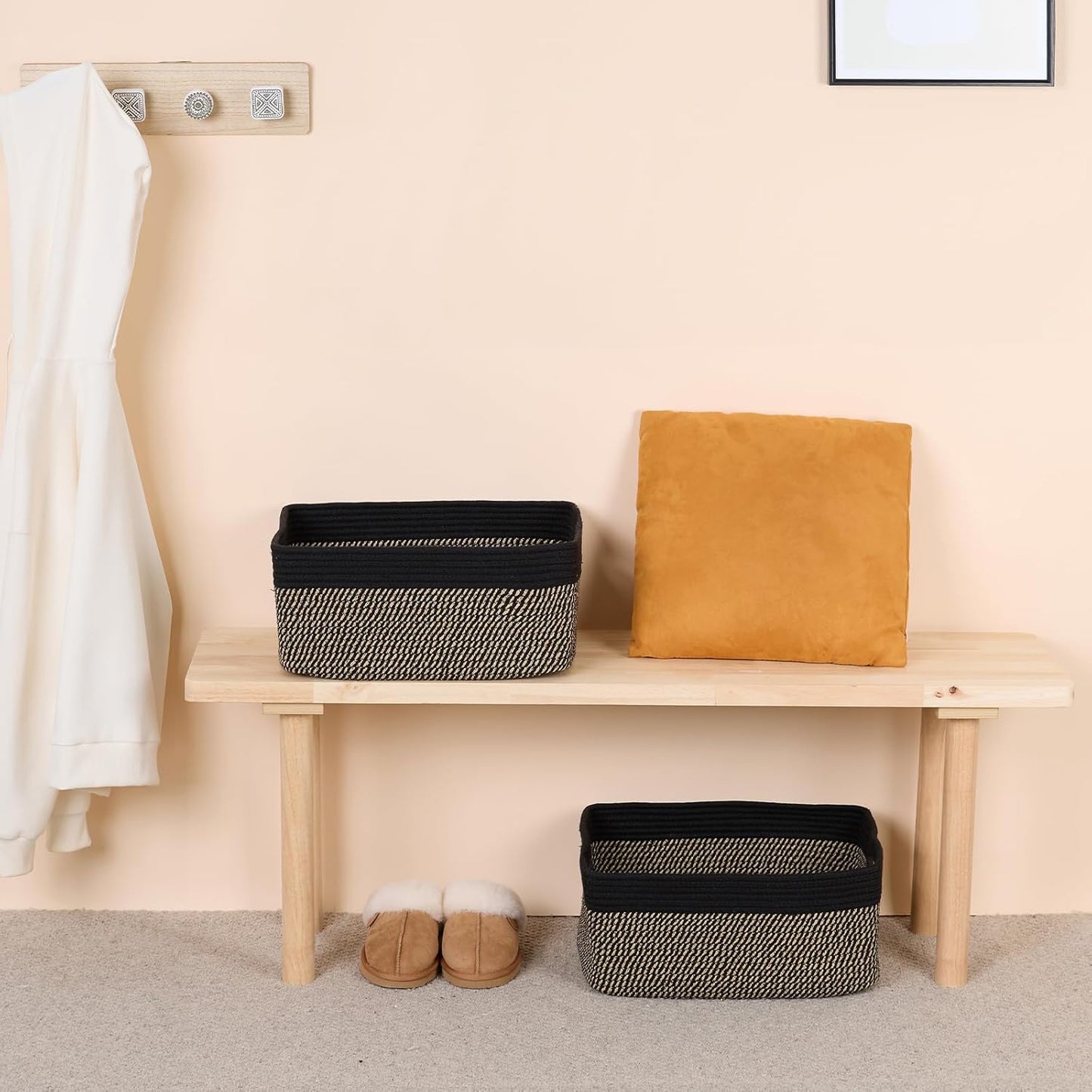 Large Storage Baskets for Shelves, Closet Organizers Bins for Clothes Blanket Towels, Baby Nursery