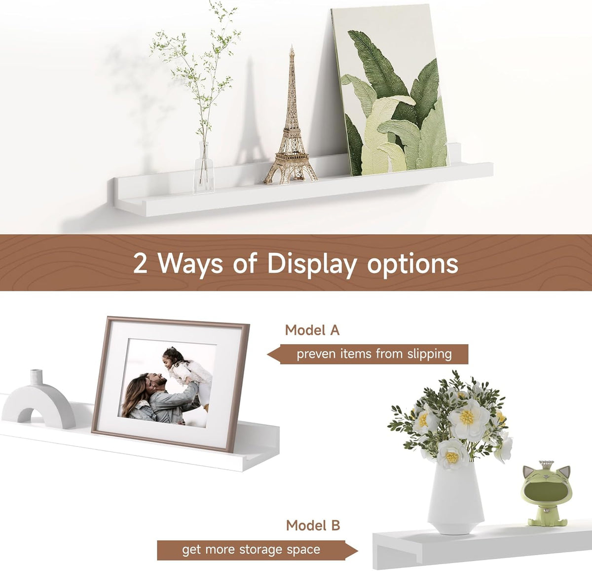 Picture Ledge Shelf for Wall, Floating Shelves Set of 4, 24 Inch Long Nursery Book Shelves for Toys