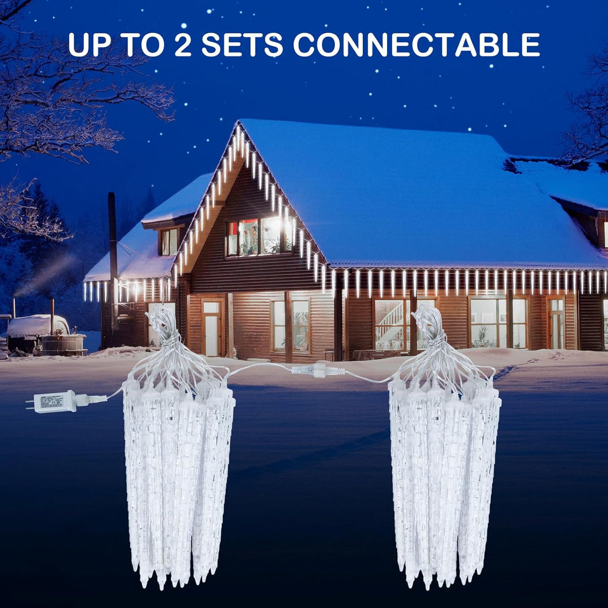 Christmas Meteor Shower Lights Outdoor, 30 Ft With 20 Large Tube 480 LED Dropping Effect