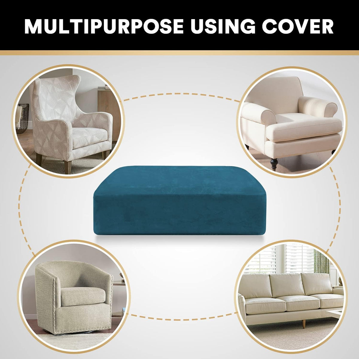 PrinceDeco Couch Cushion Cover Cushion Slipcover for Chair Sofa Cushion Furniture Protector Seat