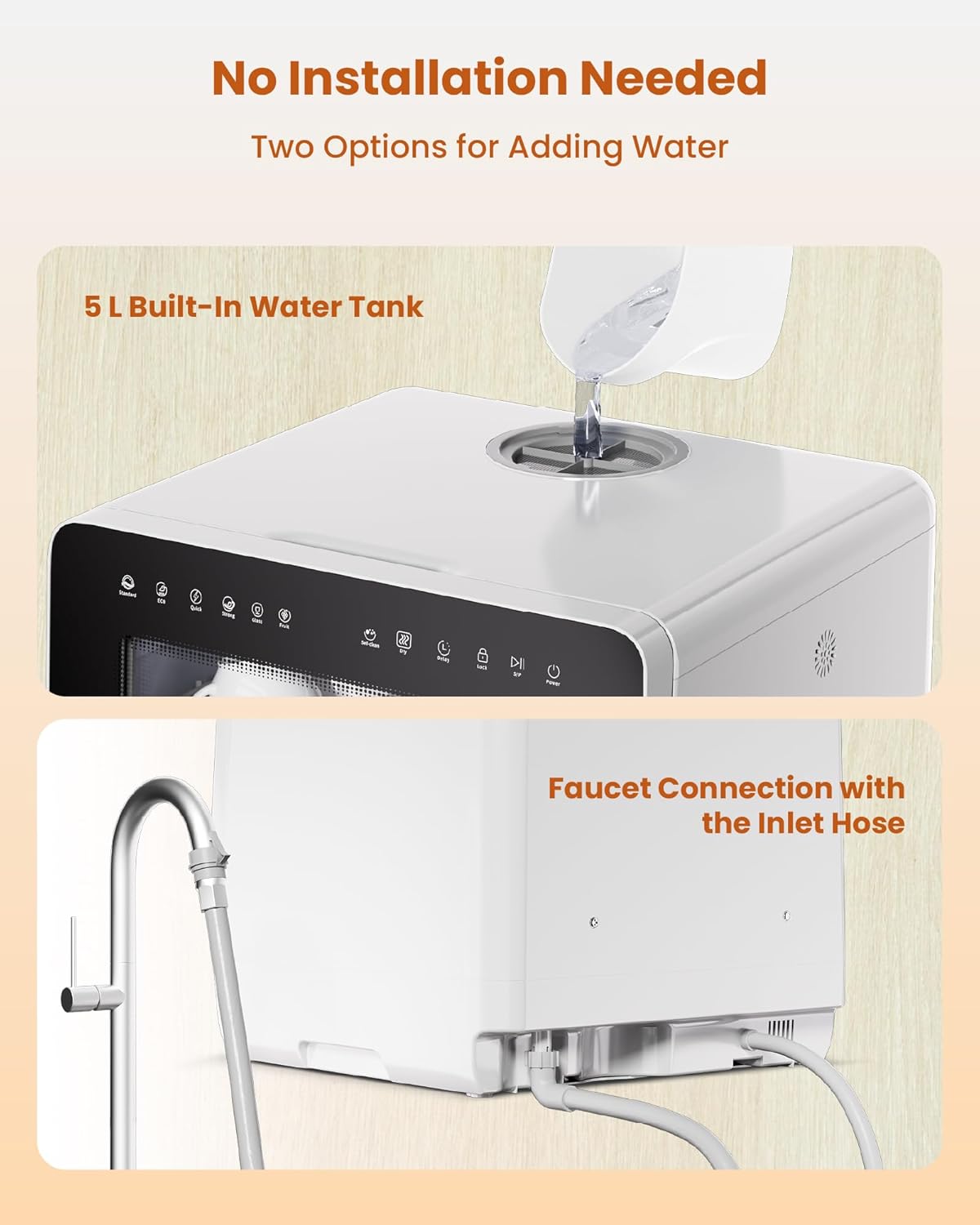 HAVA 2025 NEW Upgraded Countertop Dishwasher with Water Softener and Enhanced Energy Efficiency