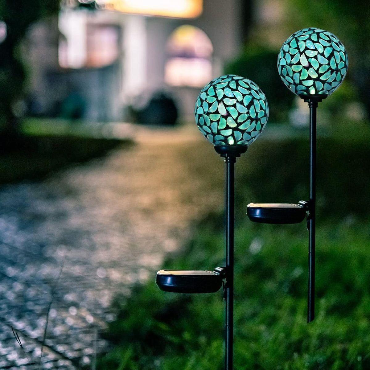 Afirst Solar Outdoor Lights Decorative Mosaic - Solar Garden Stakes Mosaic Gazing Ball Waterproof
