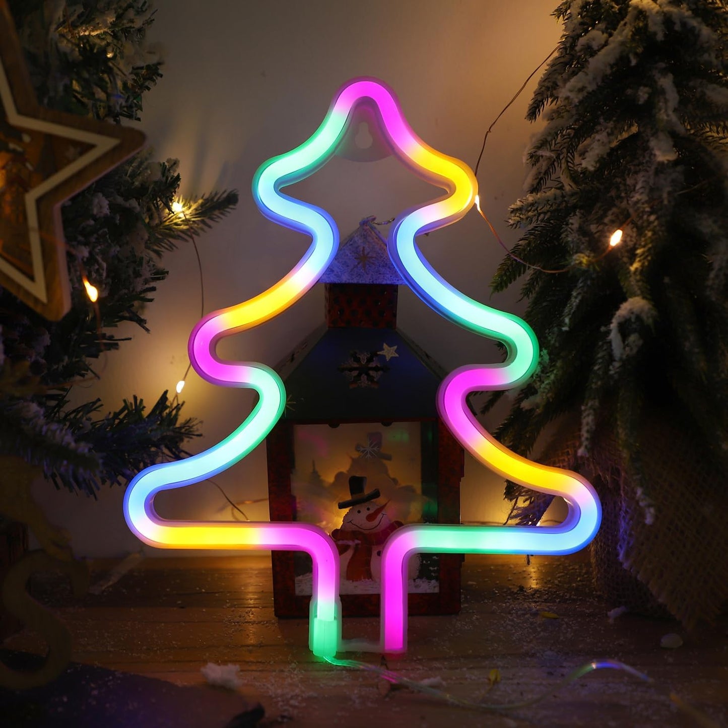 Christmas Tree Neon Light Signs for Bedroom Bedside Dorm Wall Decor,Neon Light up Christmas Decor