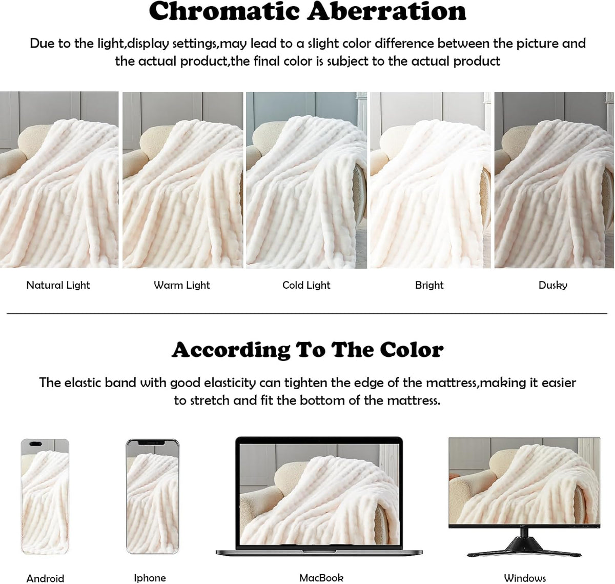 NEWCOSPLAY Faux Fur King Blanket Ivory Bubble Blanket Thick Warm Soft for Couch Sofa Bed 550GSM