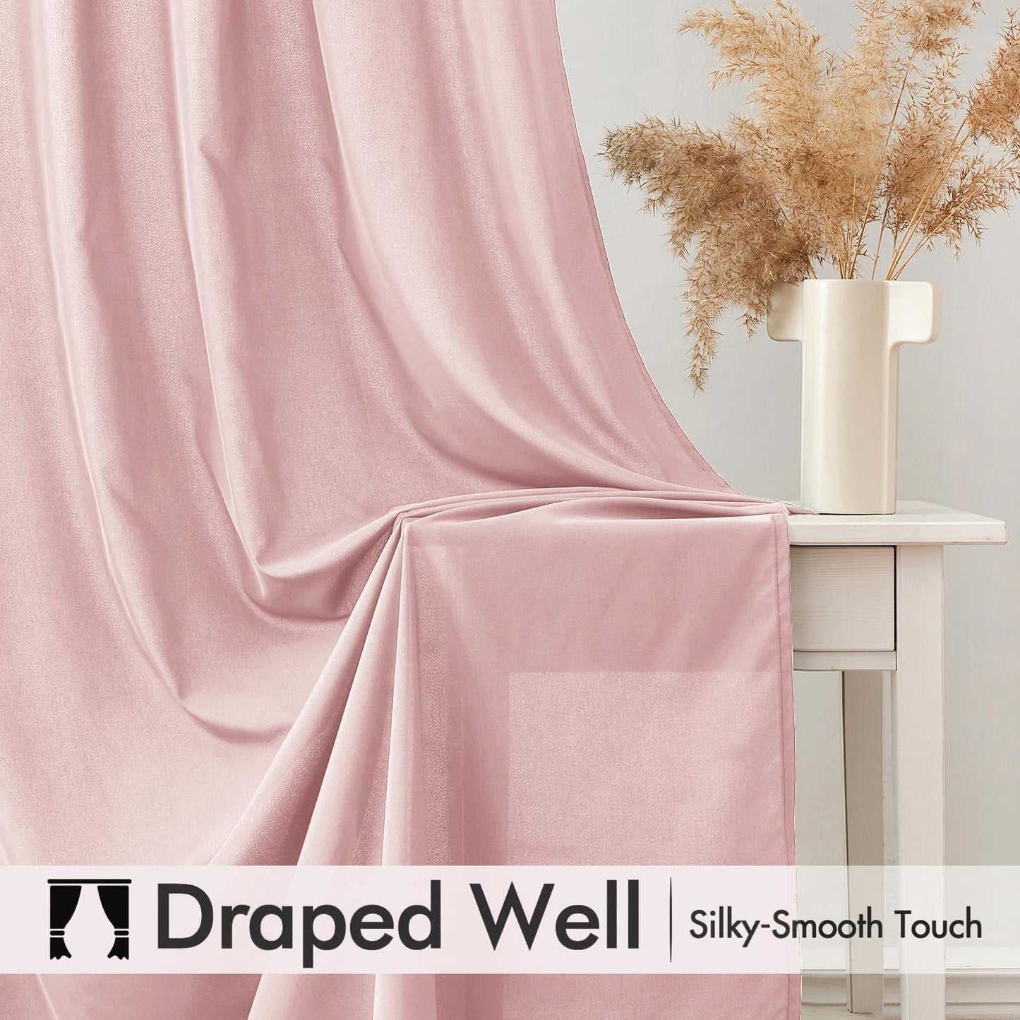 MIULEE Baby Pink Privacy Sheer Curtains That Let Light in 90 Inches Long Non-See-Through Semi Sheer