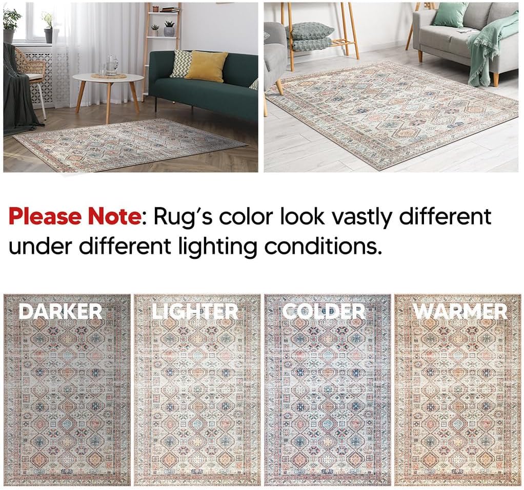 Keen Home Design 5x7 Rug - Machine Washable Area Rug with Non-Slip Backing, Ideal for Living Room