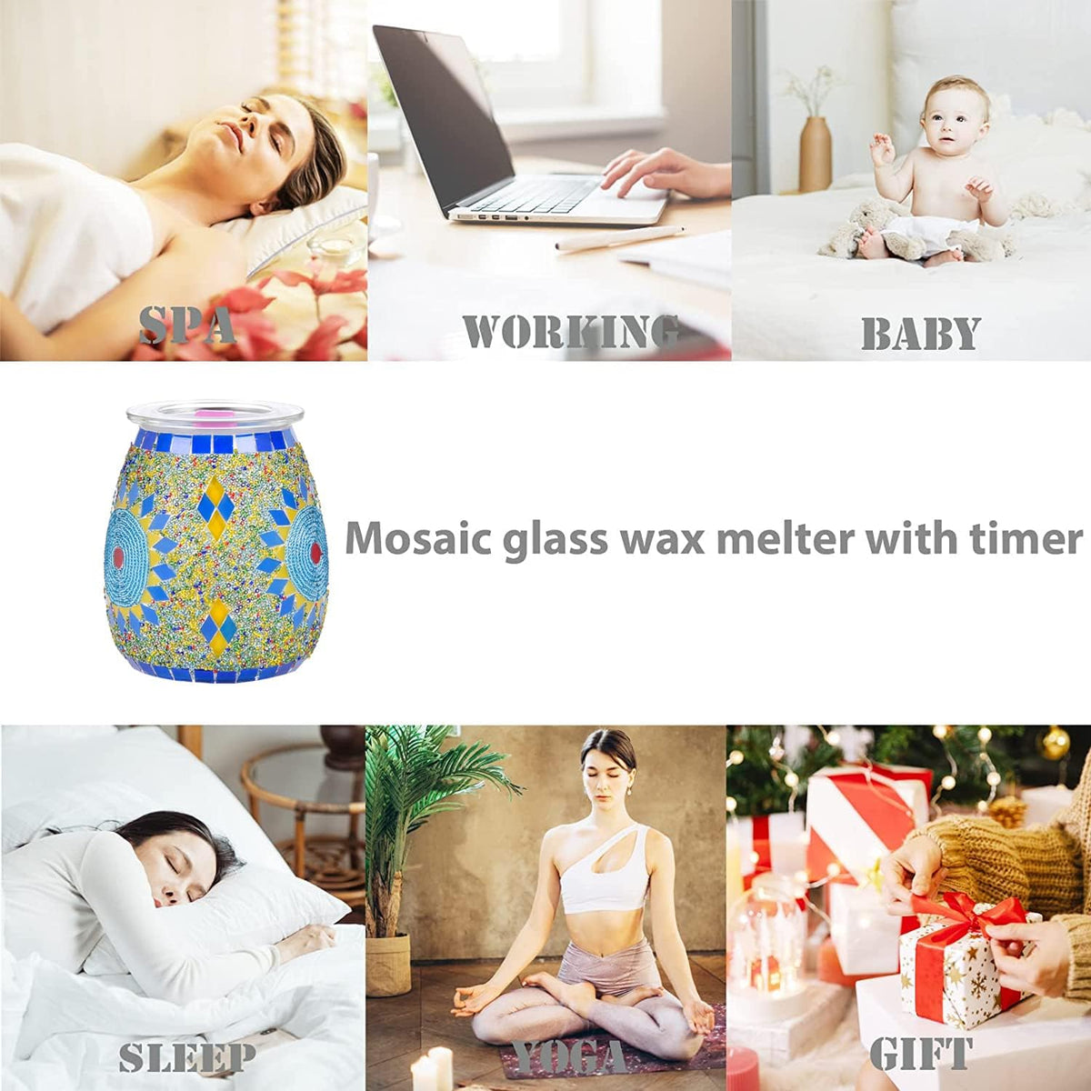 Dicimi Electric Wax Melter, Mosaic Stove Burner, Glass Essential Oil Stove Wax Tart Burner