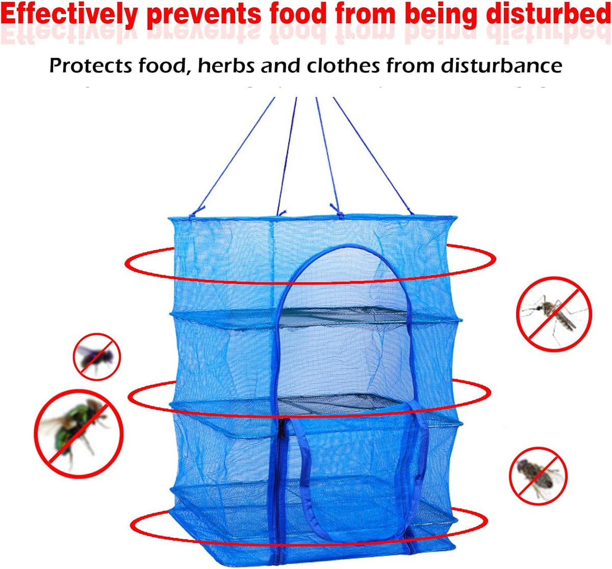 Drying Rack 4 Layers Folding Mesh, Foldable Nylon Netting, Hanging Drying Net, for Shrimp, Fish