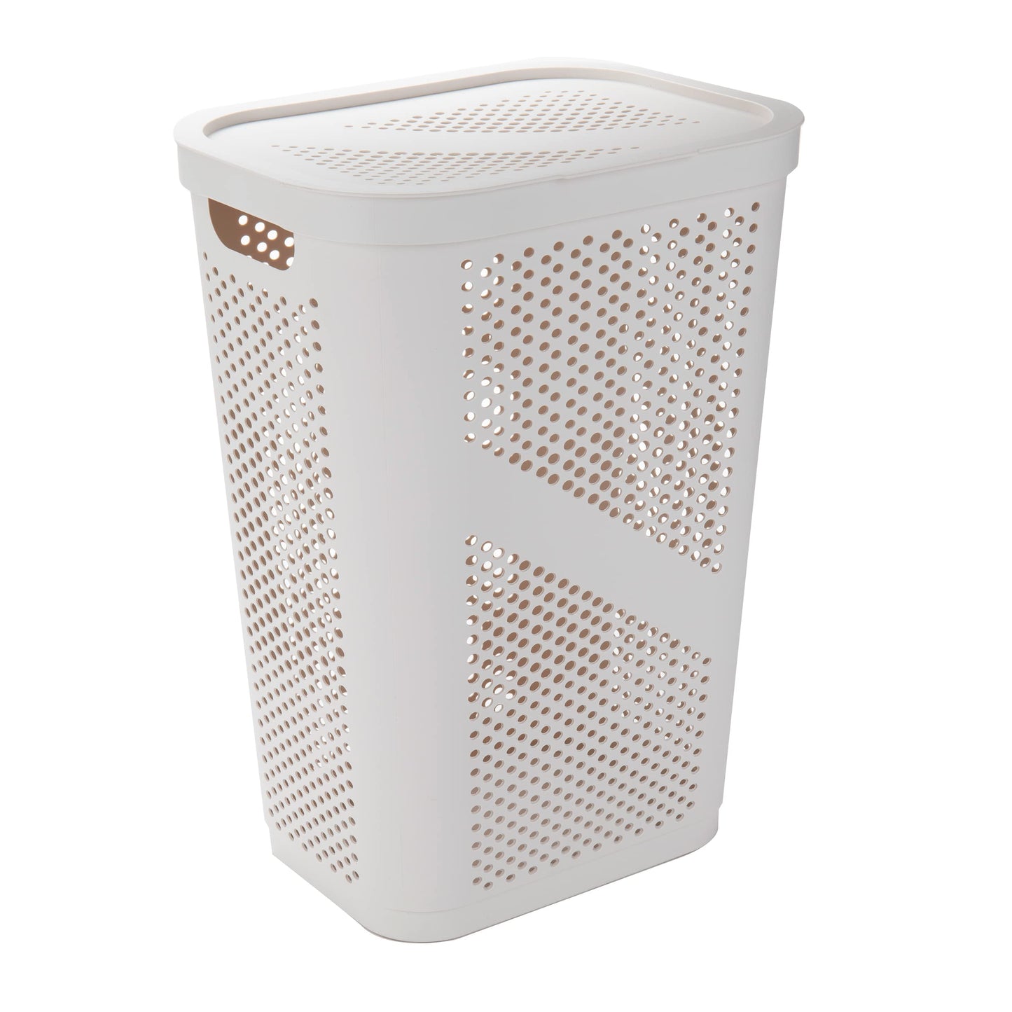 Mind Reader 60L Slim Laundry Hamper, Clothes Basket, Lid, Ventilated, Plastic, Set of 2, Ivory