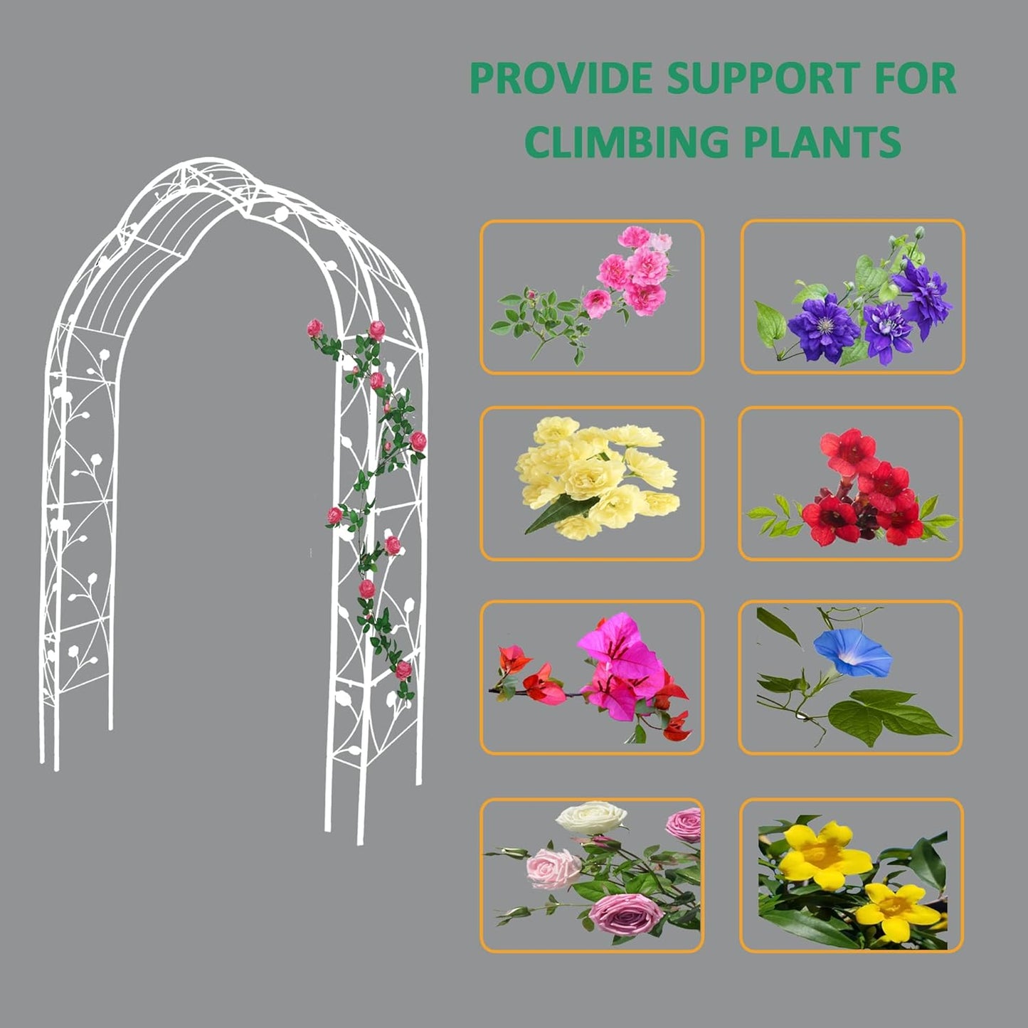 Metal Garden Arch 98.4" H White Garden Arbor Trellis for Outdoor Climbing Plants Support Rose Lawn