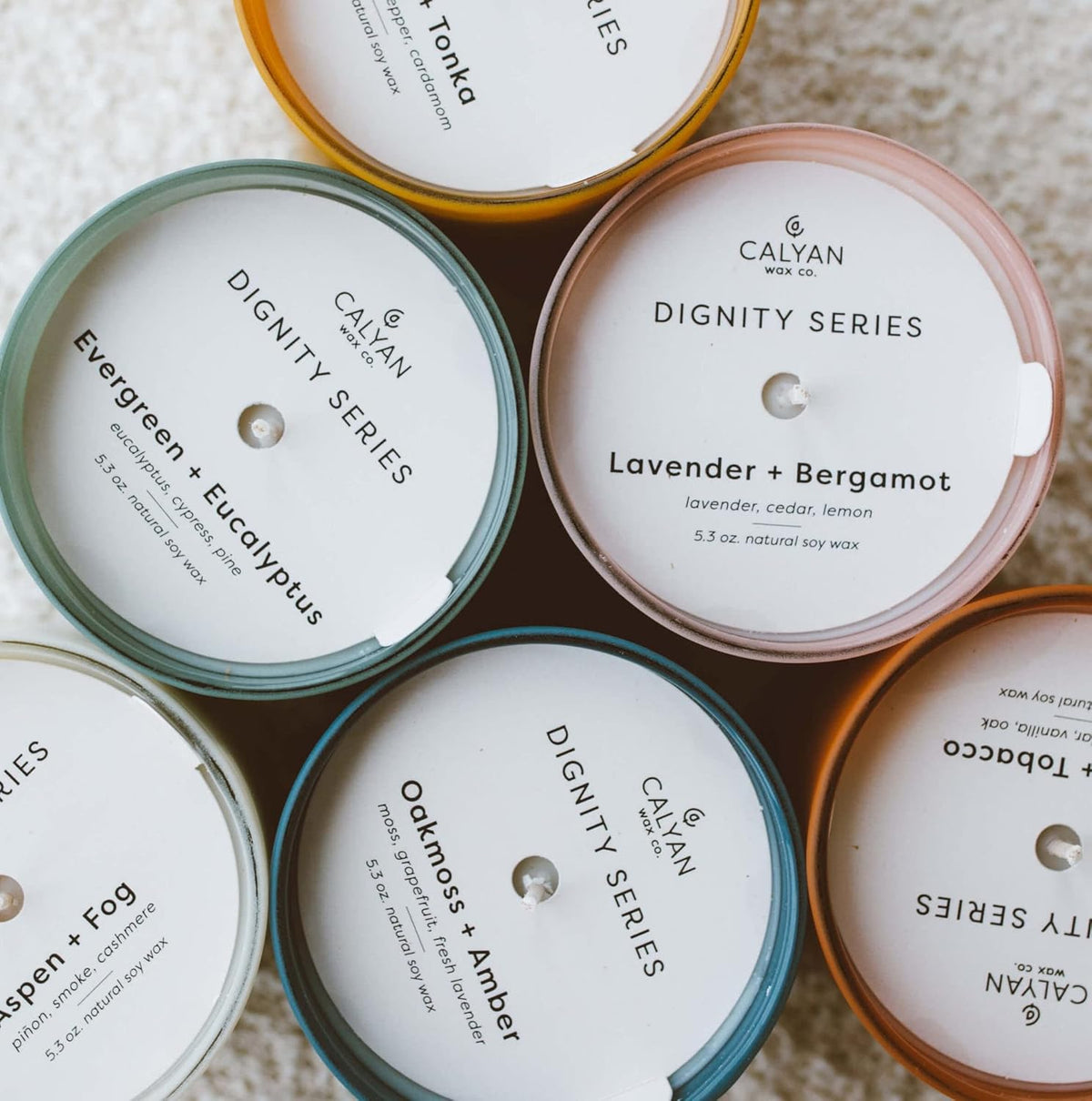 Calyan Wax Co. Scented Candle Gift Set, The Dignity Series Set of 6 Aromatherapy Soy Candles, Non