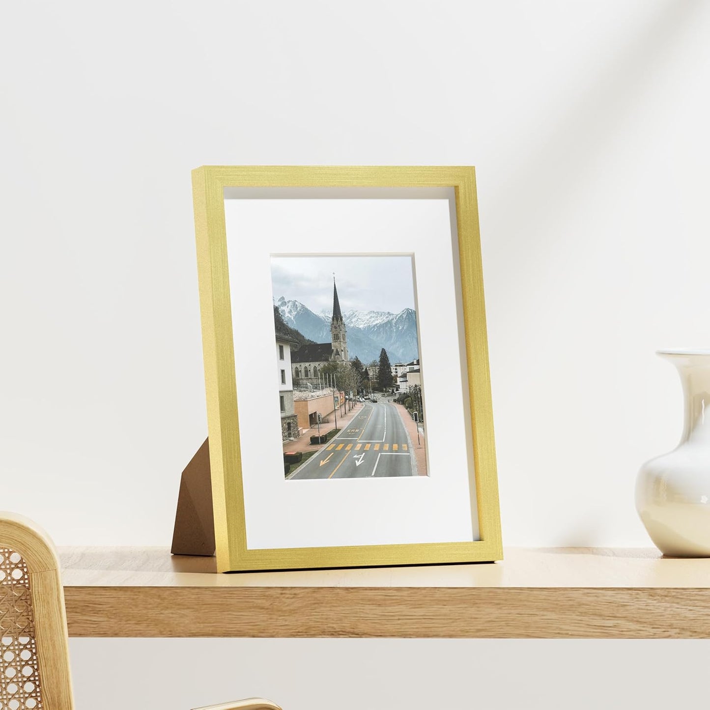 Vittanly 9x12 Picture Frames Set of 9, Shatter Resistant Plexiglass, Display 6x8 Pictures with Mat