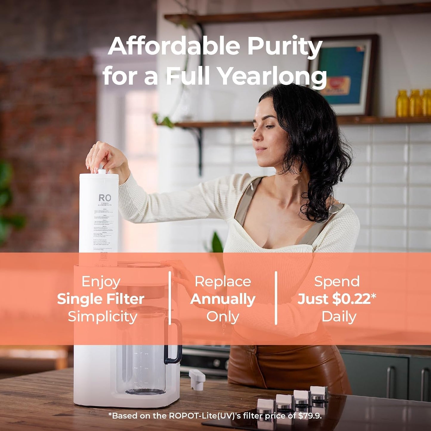 Bluevua RO100ROPOT-Lite(UV) Reverse Osmosis System Countertop Water Filter, 7-Stage Purification