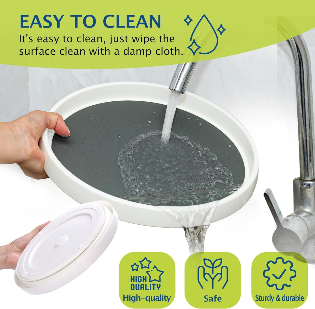 Lazy Susan Turntable, Set of 4, 10 Inch Non-Skid Lazy Susan Organizer for Cabinet, Pantry