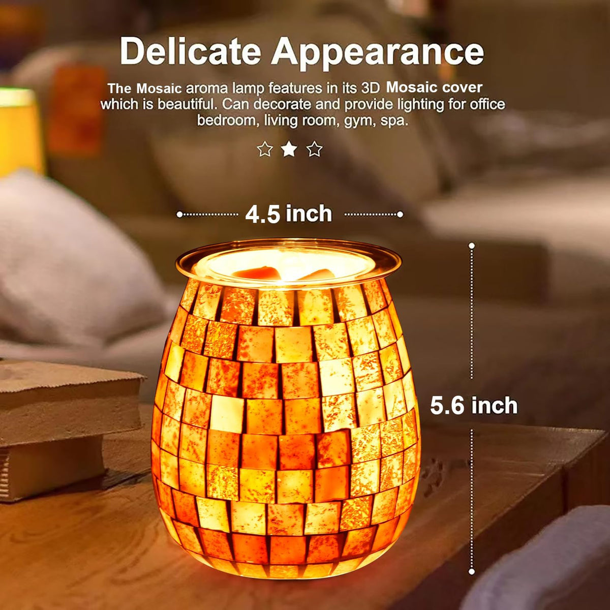 Dicimi Glass Wax melt Heater, Mosaic Electric Fuel Burner, Candle Wax melt Romantic Fragrance